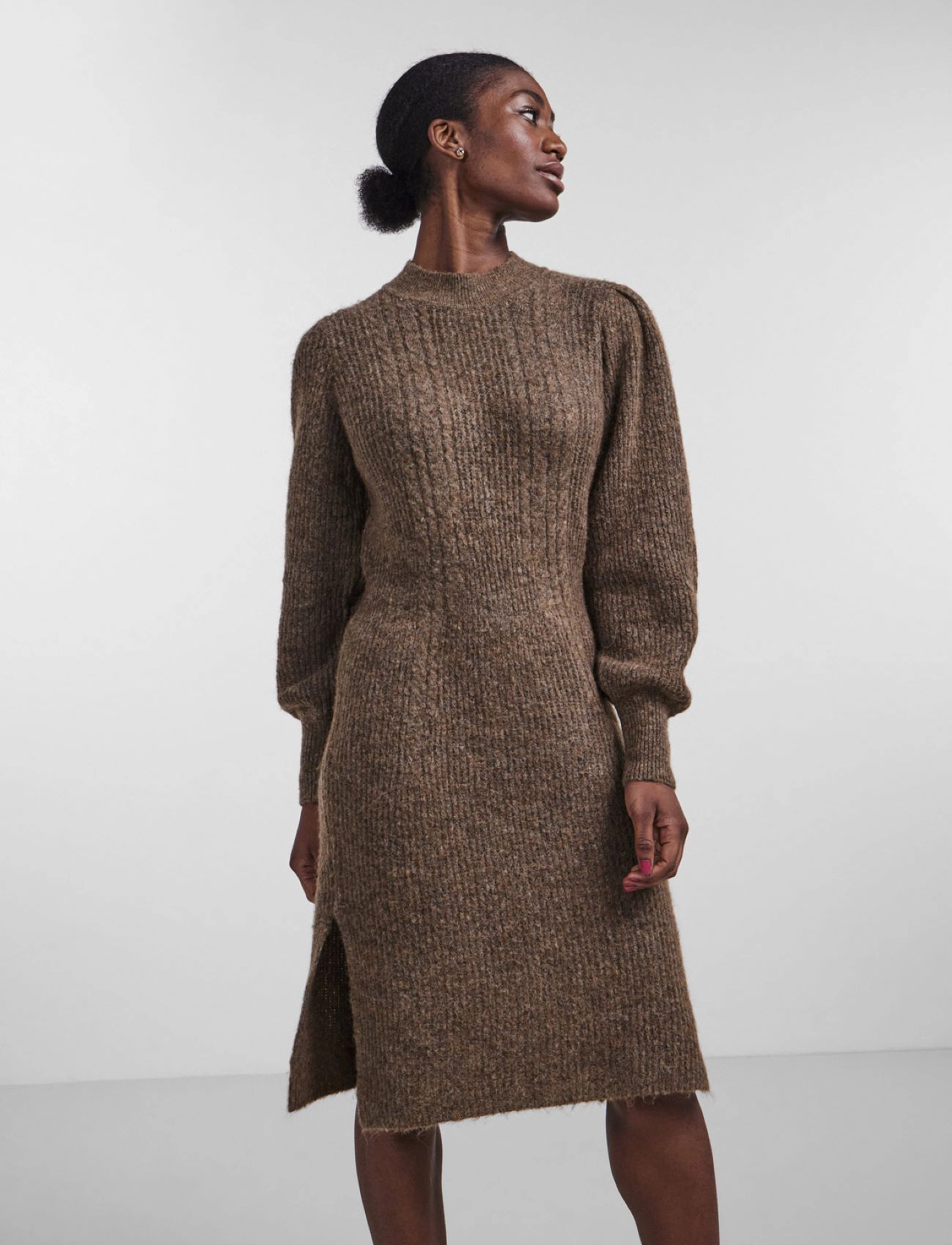 YAS - YASSALUM LS KNIT DRESS S. - teak - 2