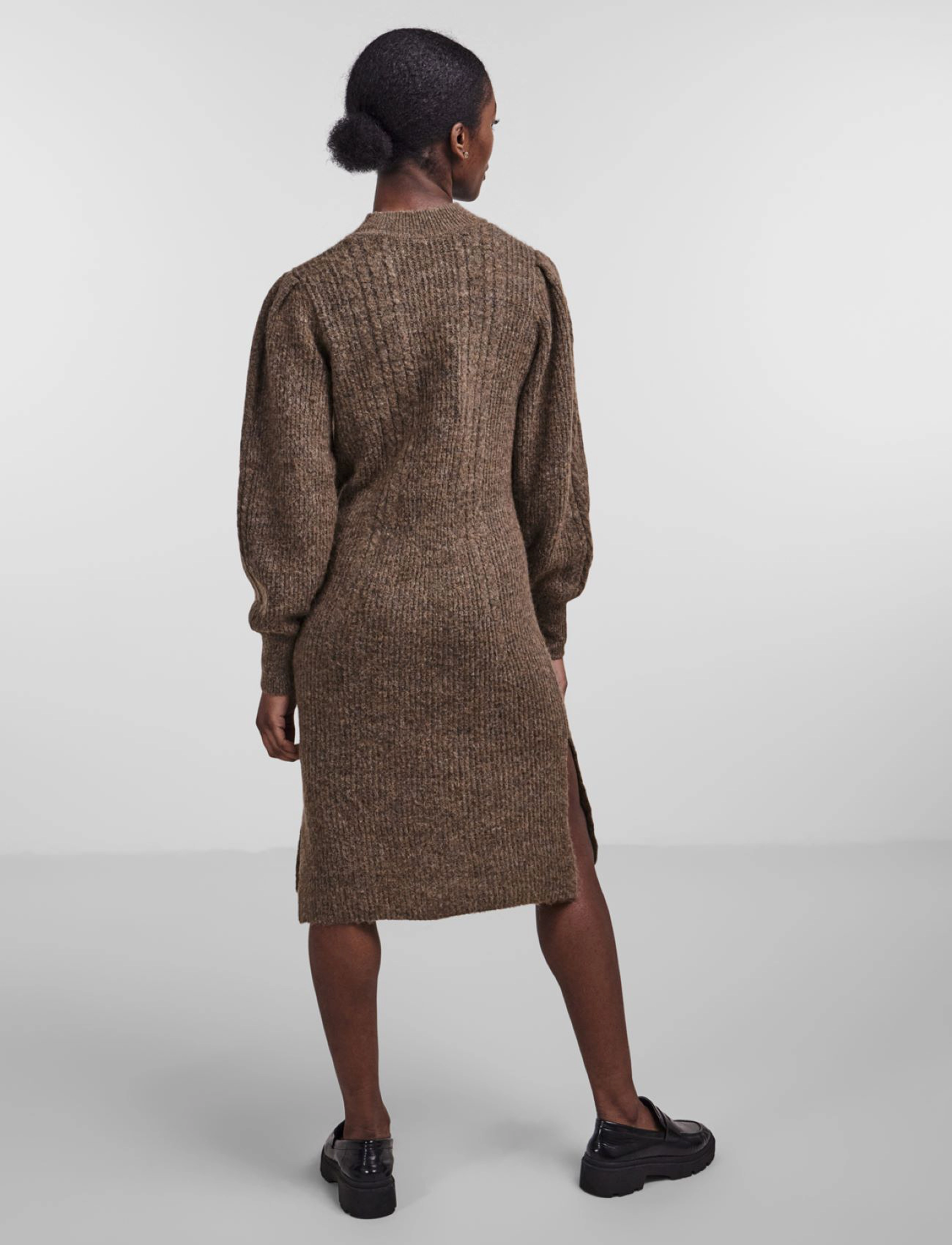 YAS - YASSALUM LS KNIT DRESS S. - teak - 4