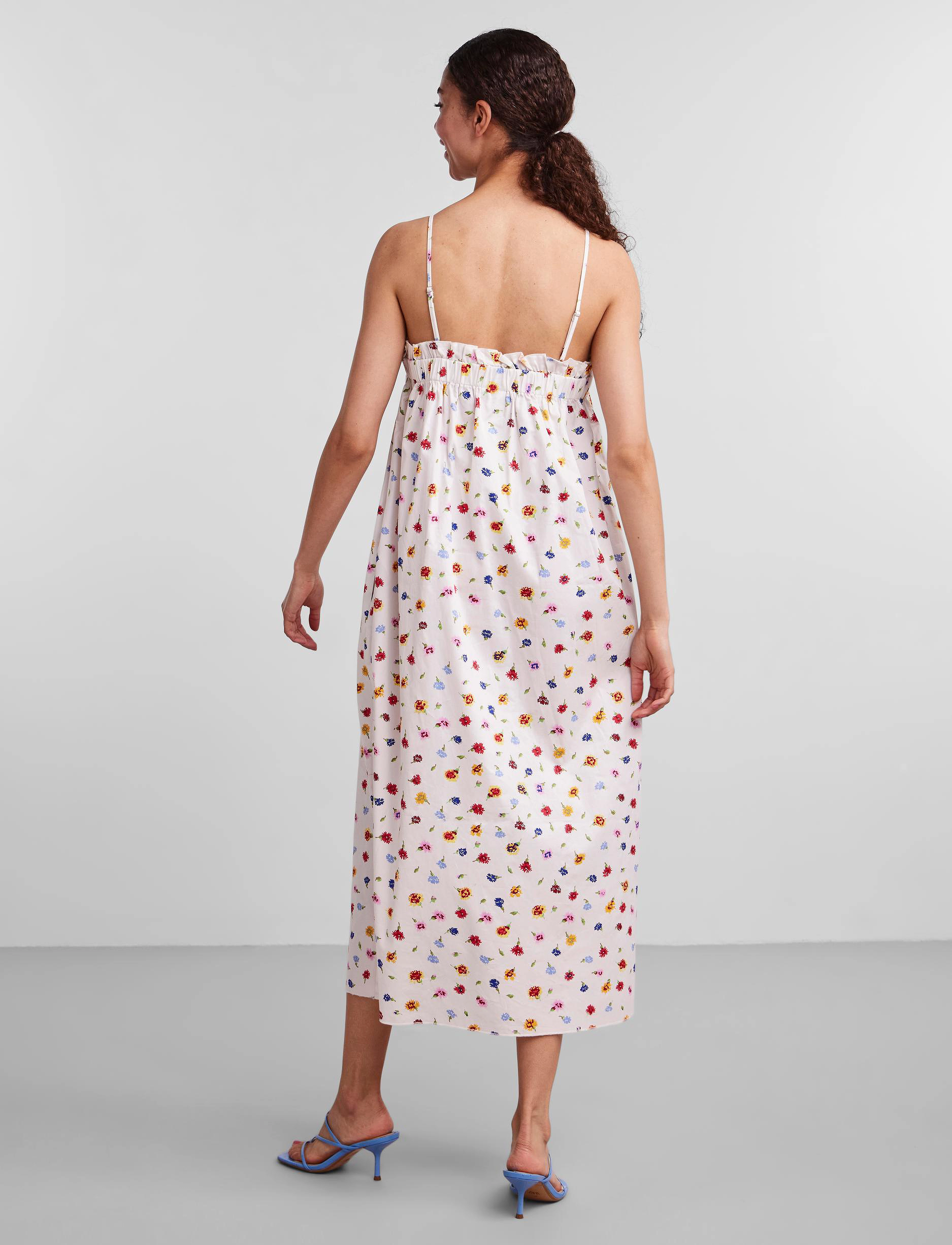 YAS - YASGARDENLY STRAP LONG DRESS S. - CA - bright white - 3
