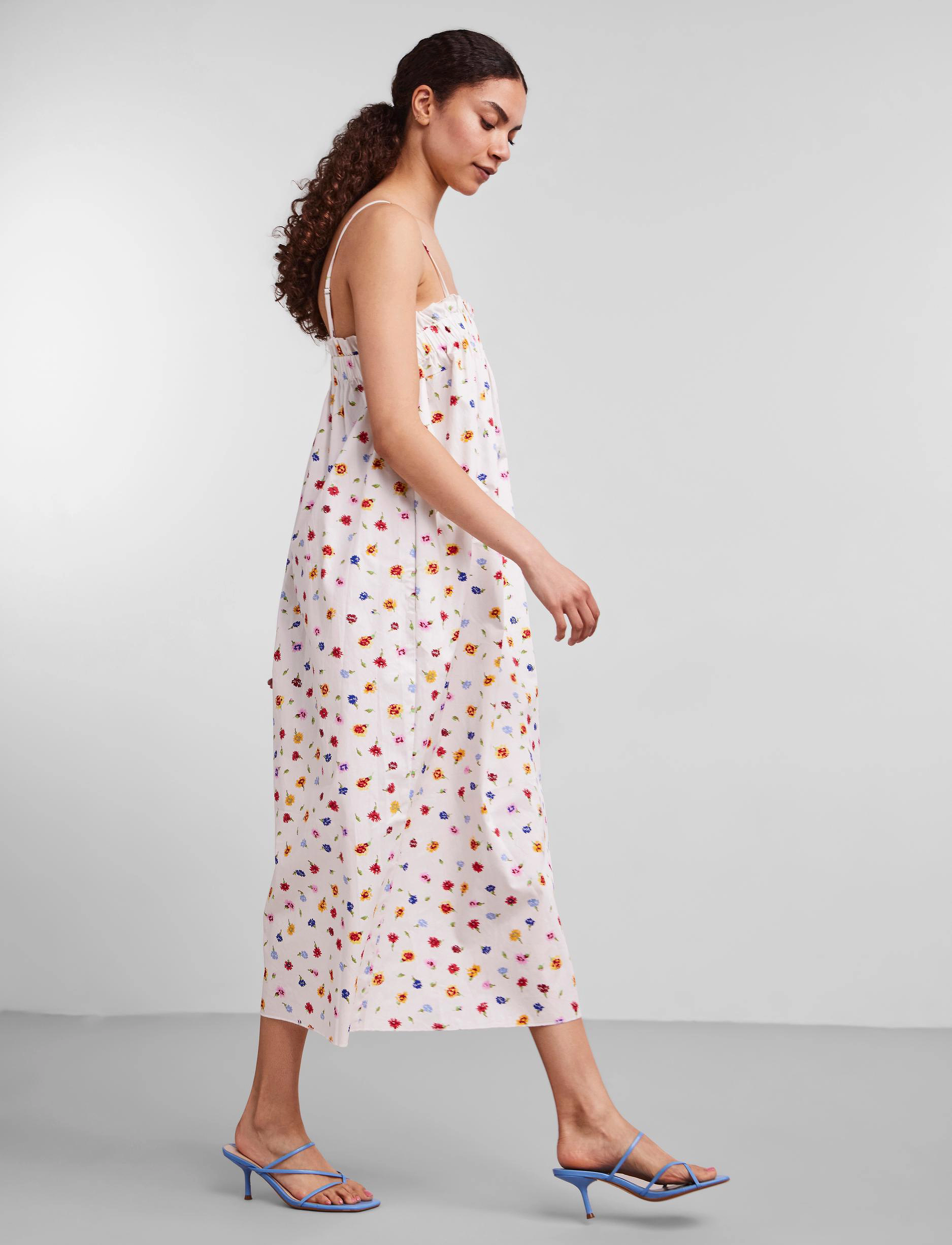 YAS - YASGARDENLY STRAP LONG DRESS S. - CA - bright white - 4