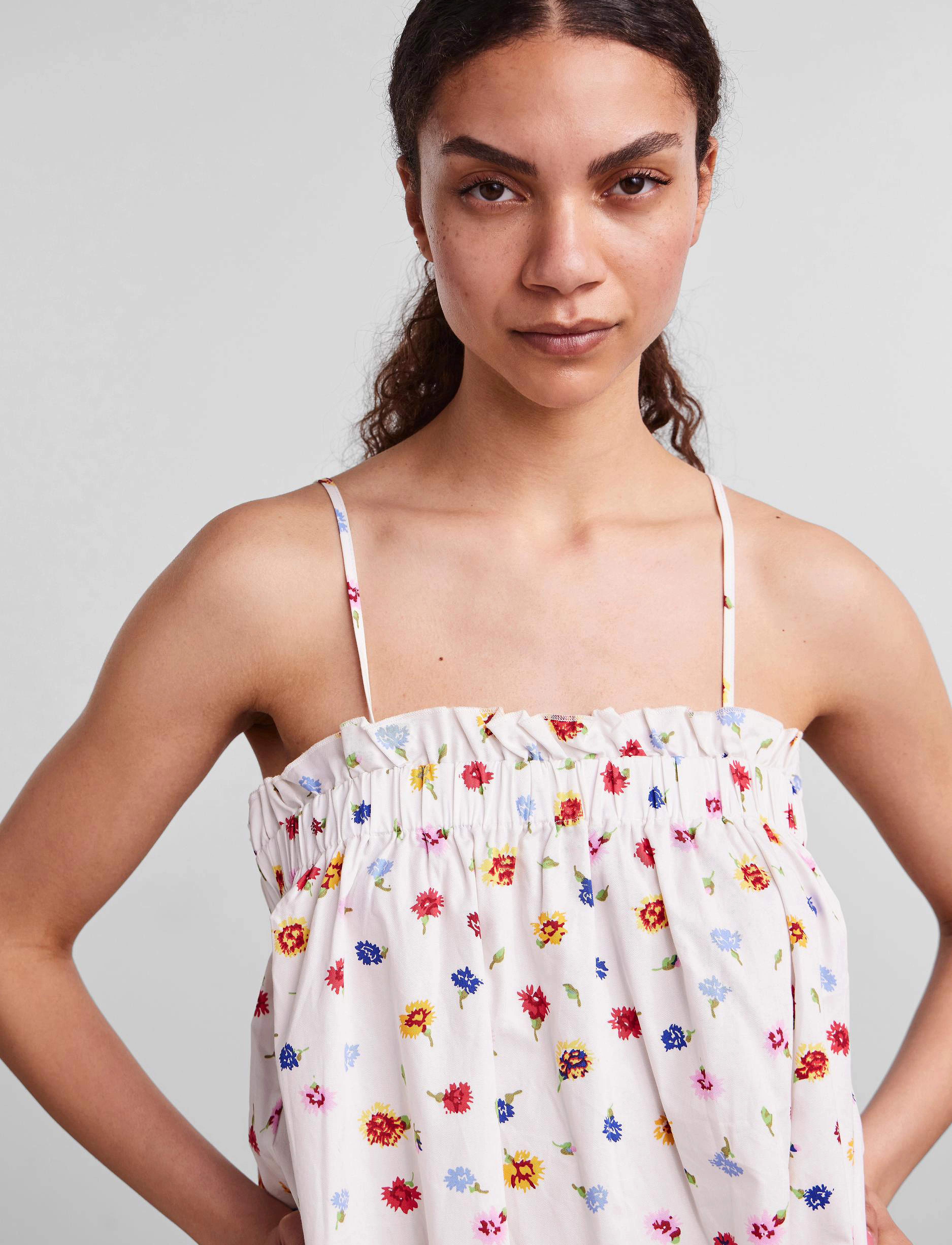 YAS - YASGARDENLY STRAP LONG DRESS S. - CA - bright white - 5
