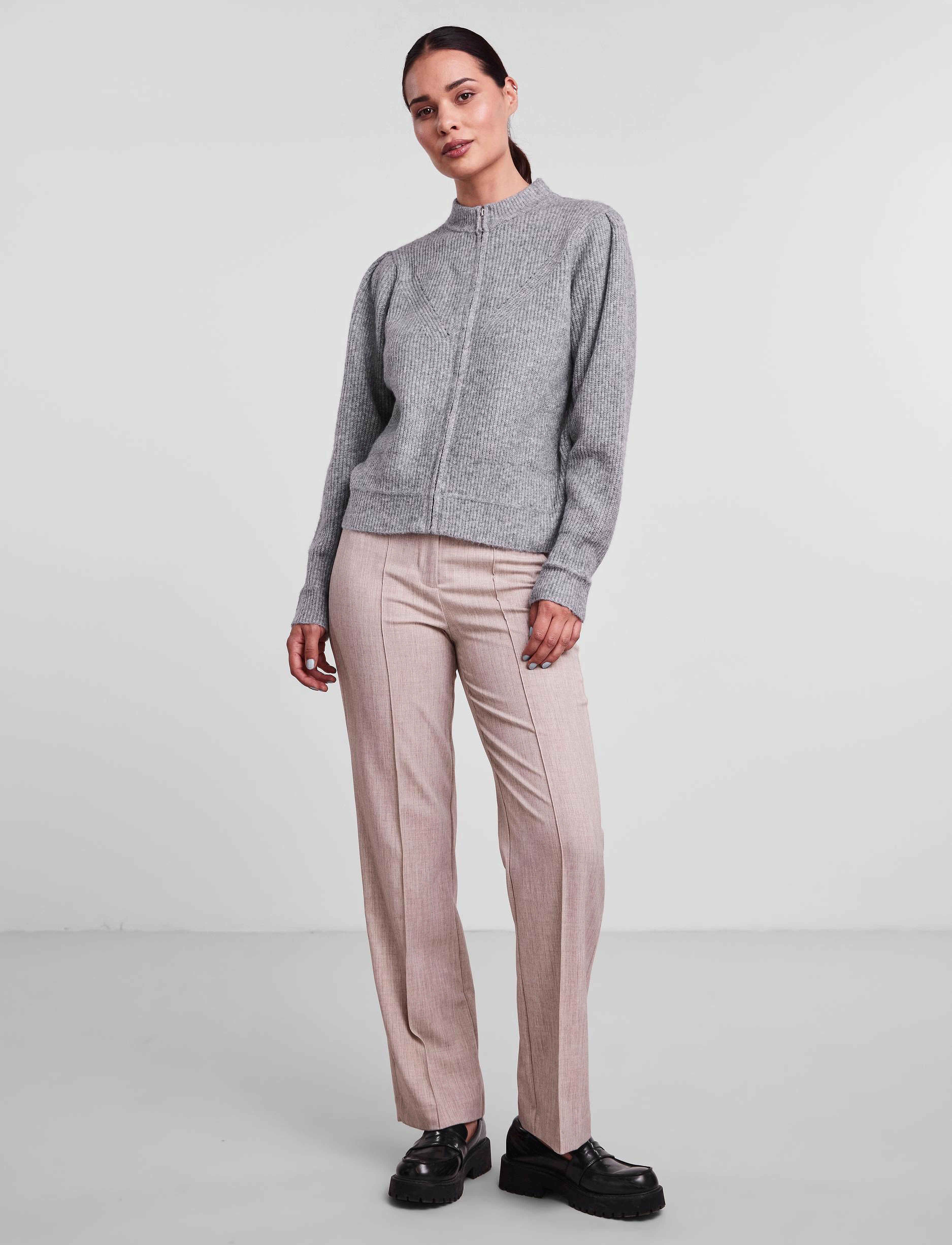 YAS - YASWAS LS KNIT CARDIGAN S. - medium grey melange - 3