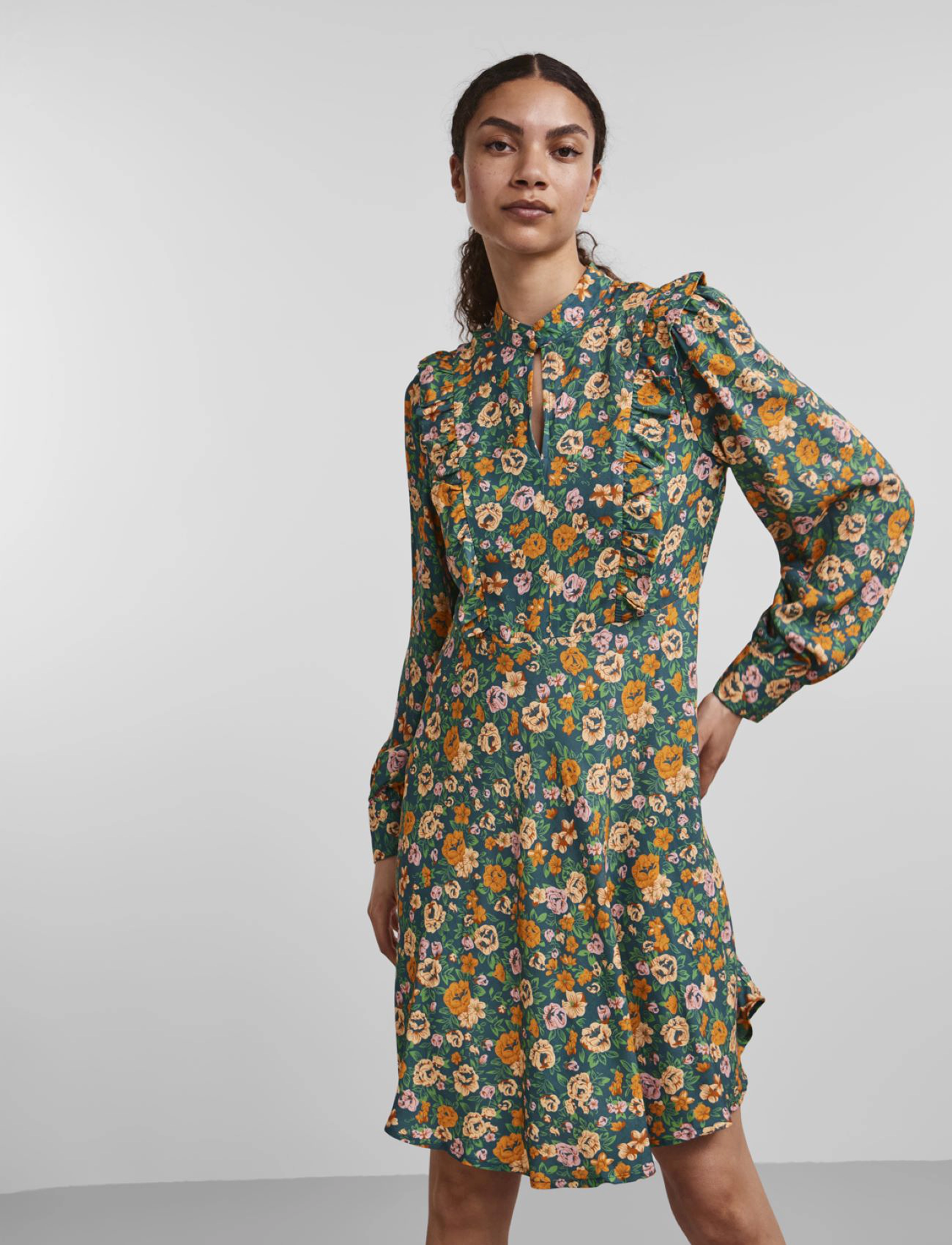 YAS YASAPRI LS DRESS S. - Hemdkleider - SKY BLUE / multi