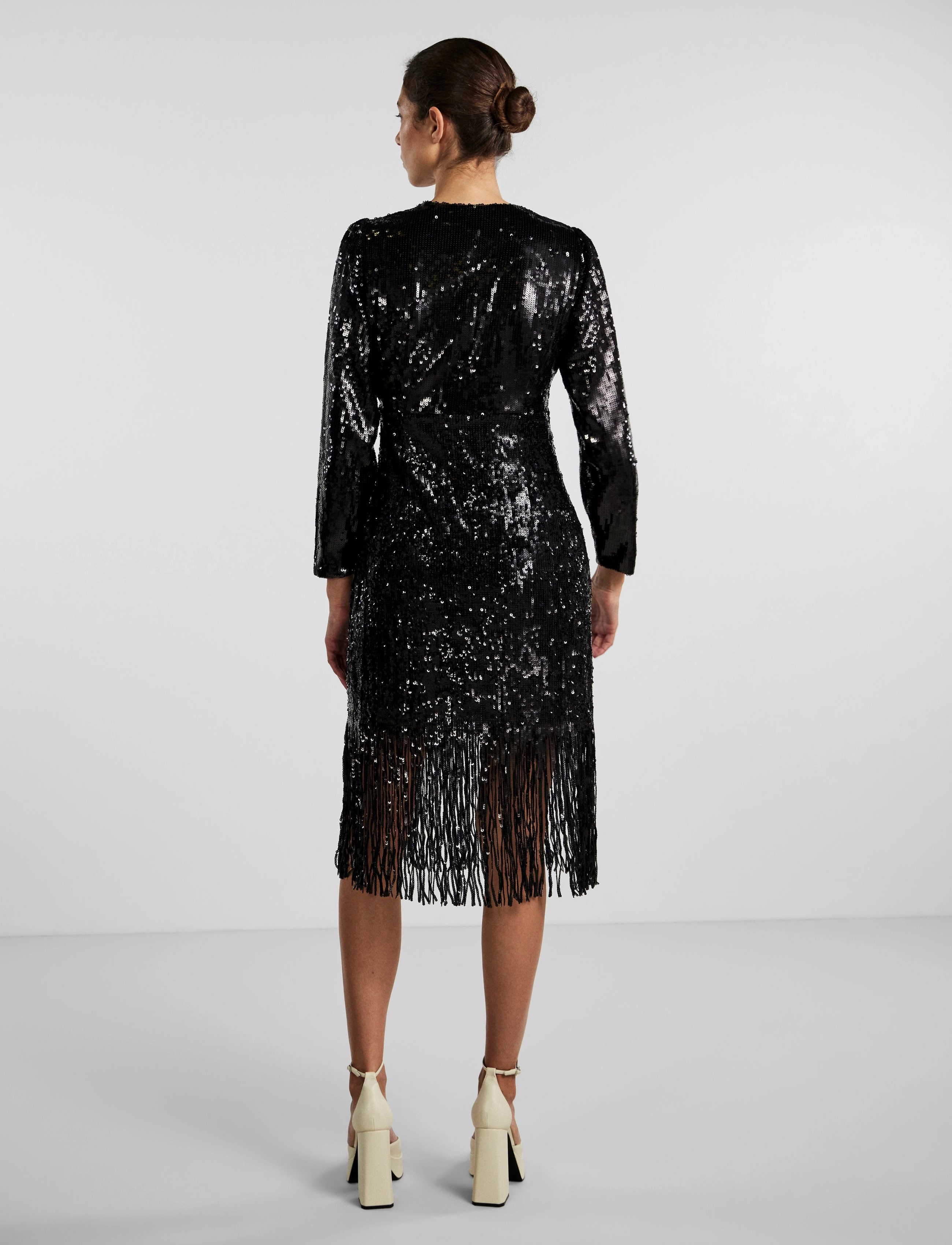 YAS - YASFLAPPER 7/8 SEQUIN DRESS - SHOW - black - 4