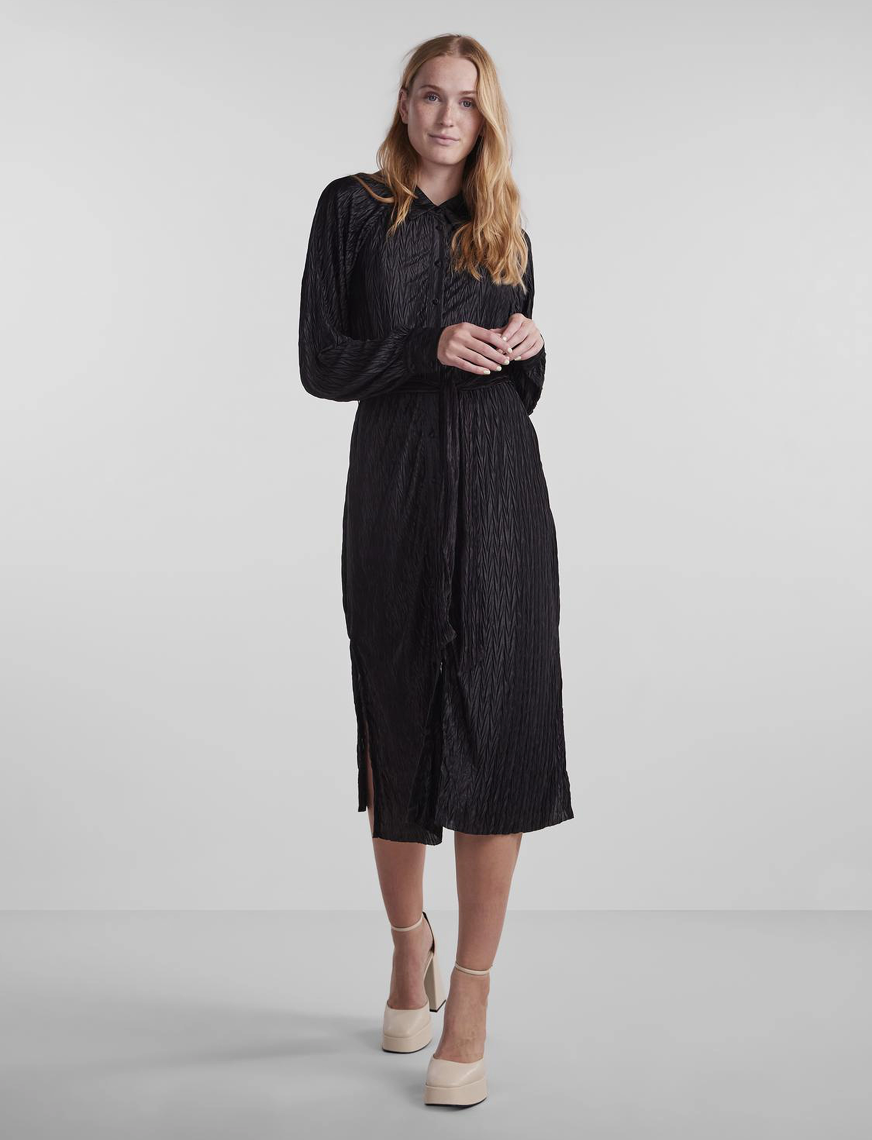 YAS YASOMIRA LS MIDI DRESS S. - Kjoler - BLACK / black