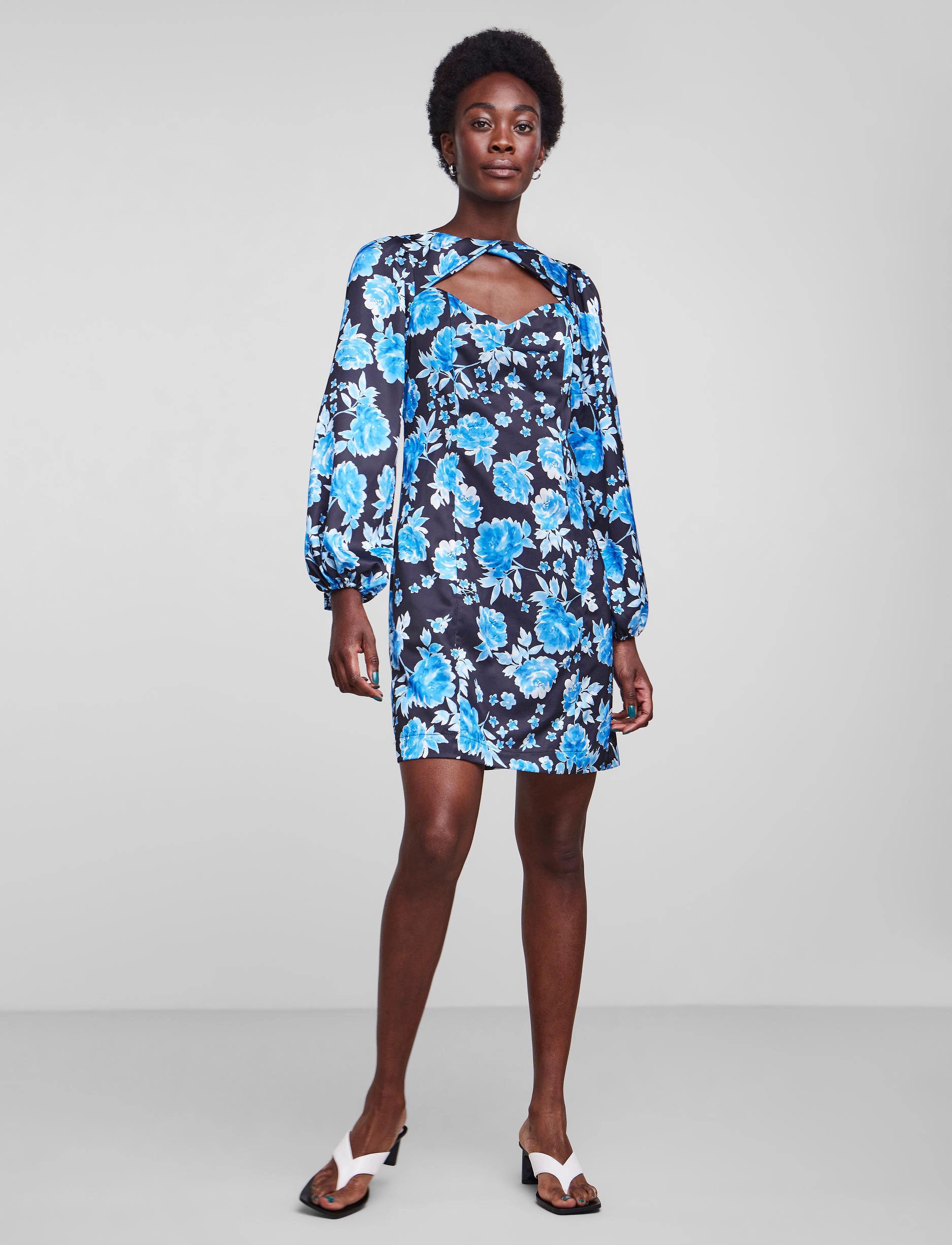 YAS - YASALLROSE LS TWIST MINI DRESS - SHOW - silver gray - 4