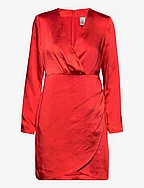 YASSANNIE LS DRAPE DRESS - SHOW - FIERY RED