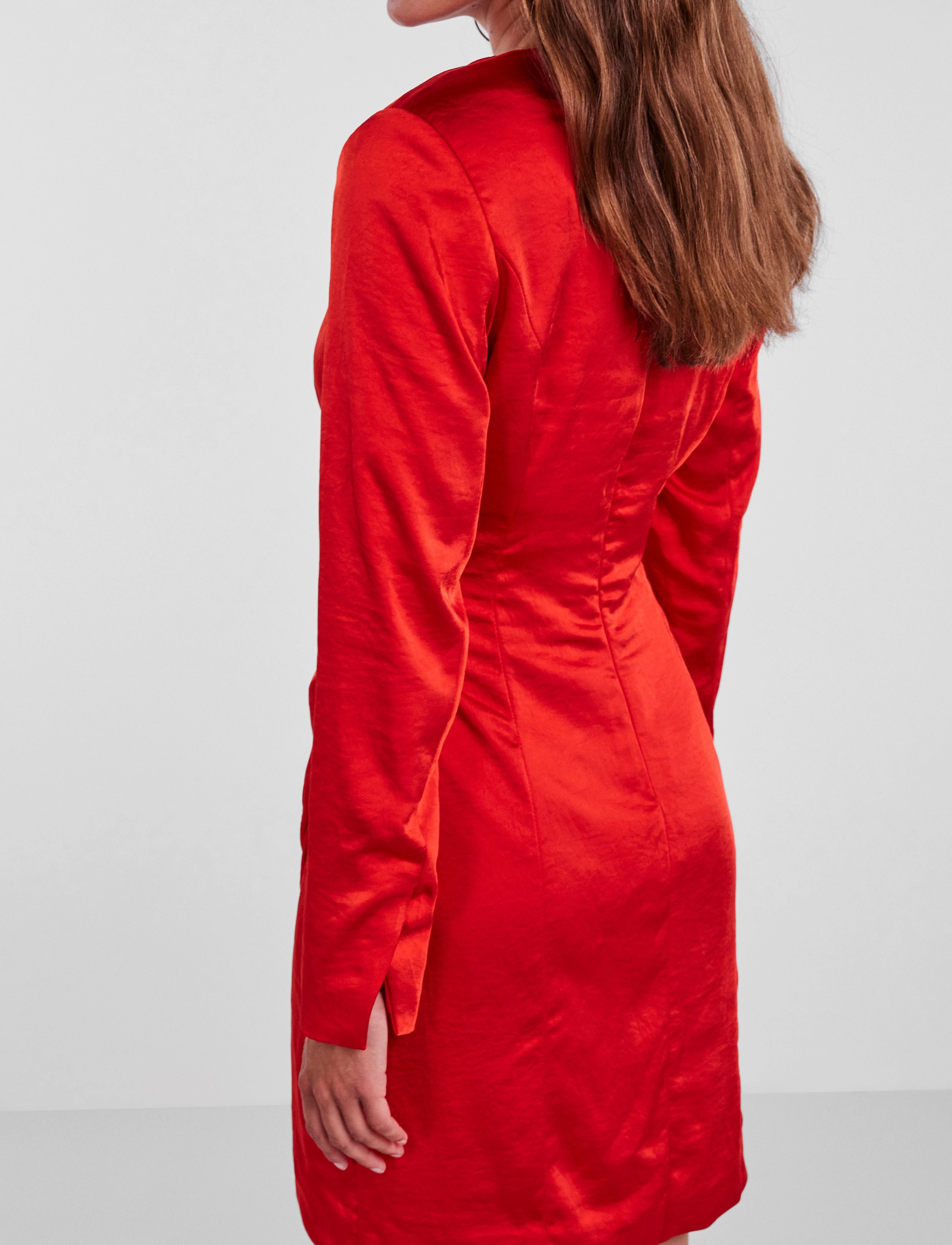 YAS - YASSANNIE LS DRAPE DRESS - SHOW - festtøj til outletpriser - fiery red - 4