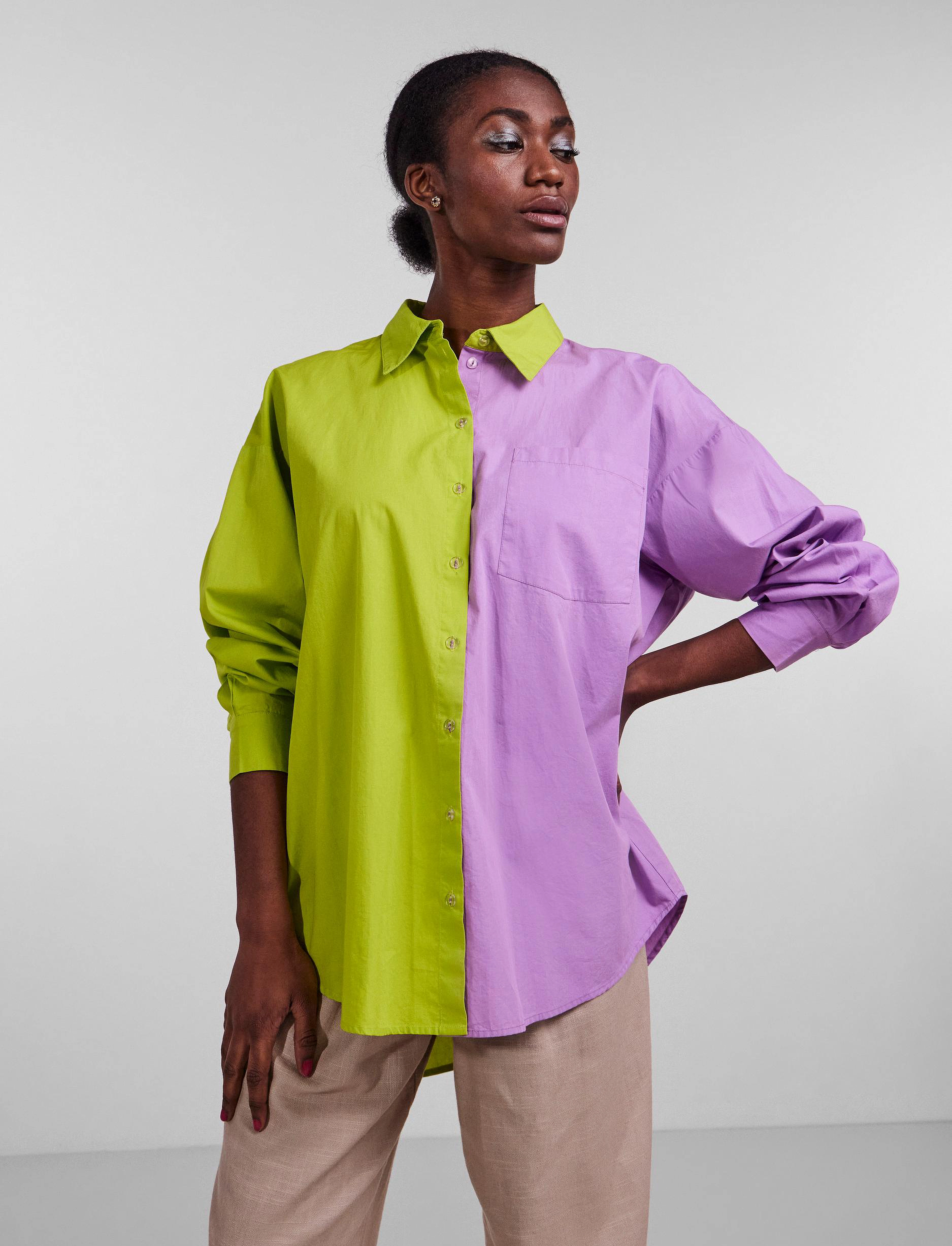 YAS - YASJUBANI LS OVERSIZE SHIRT S. - CA - tender shoots - 2