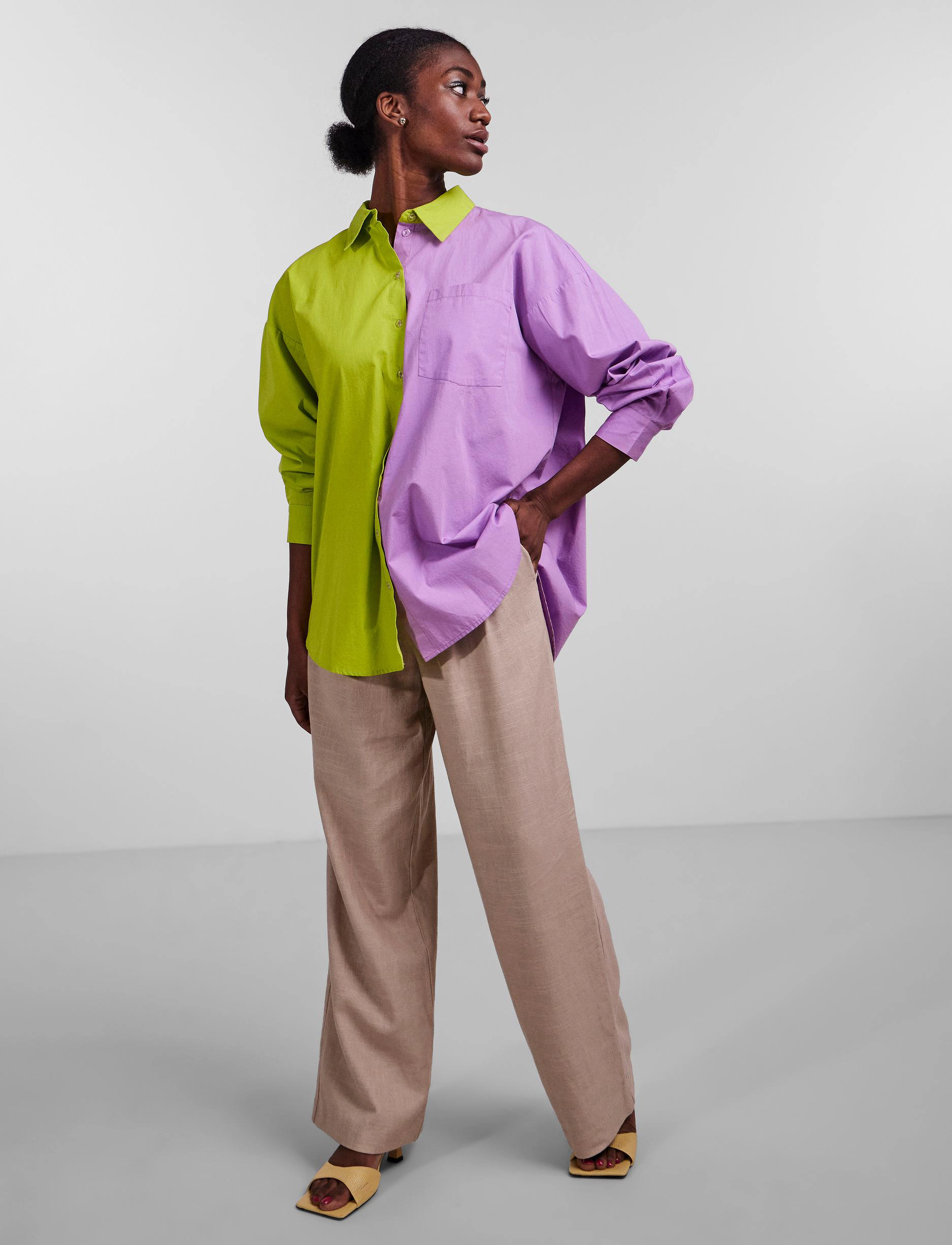 YAS - YASJUBANI LS OVERSIZE SHIRT S. - CA - tender shoots - 5