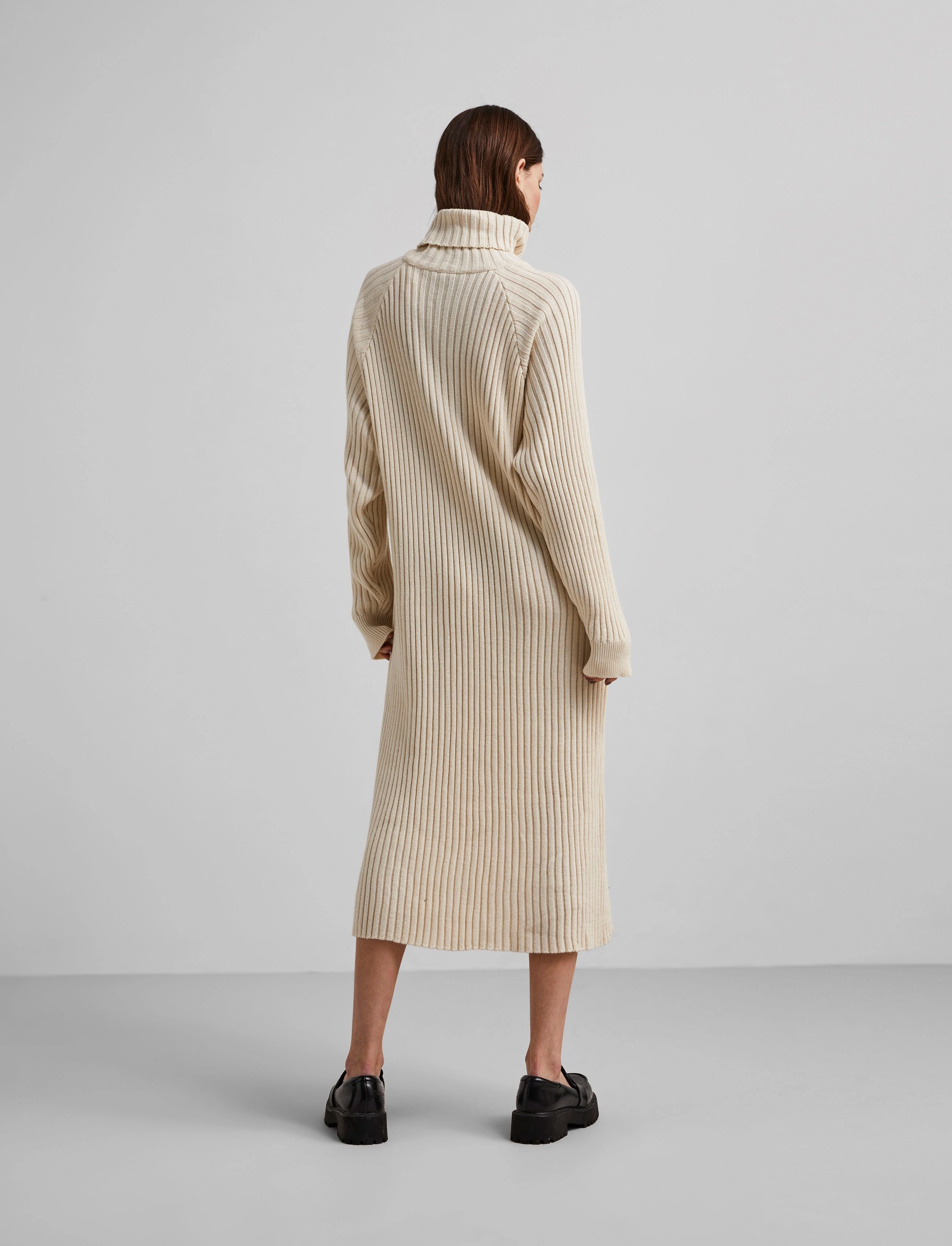 YAS - YASMAVI KNIT MIDI ROLLNECK DRESS S. - stickade klänningar - birch - 5
