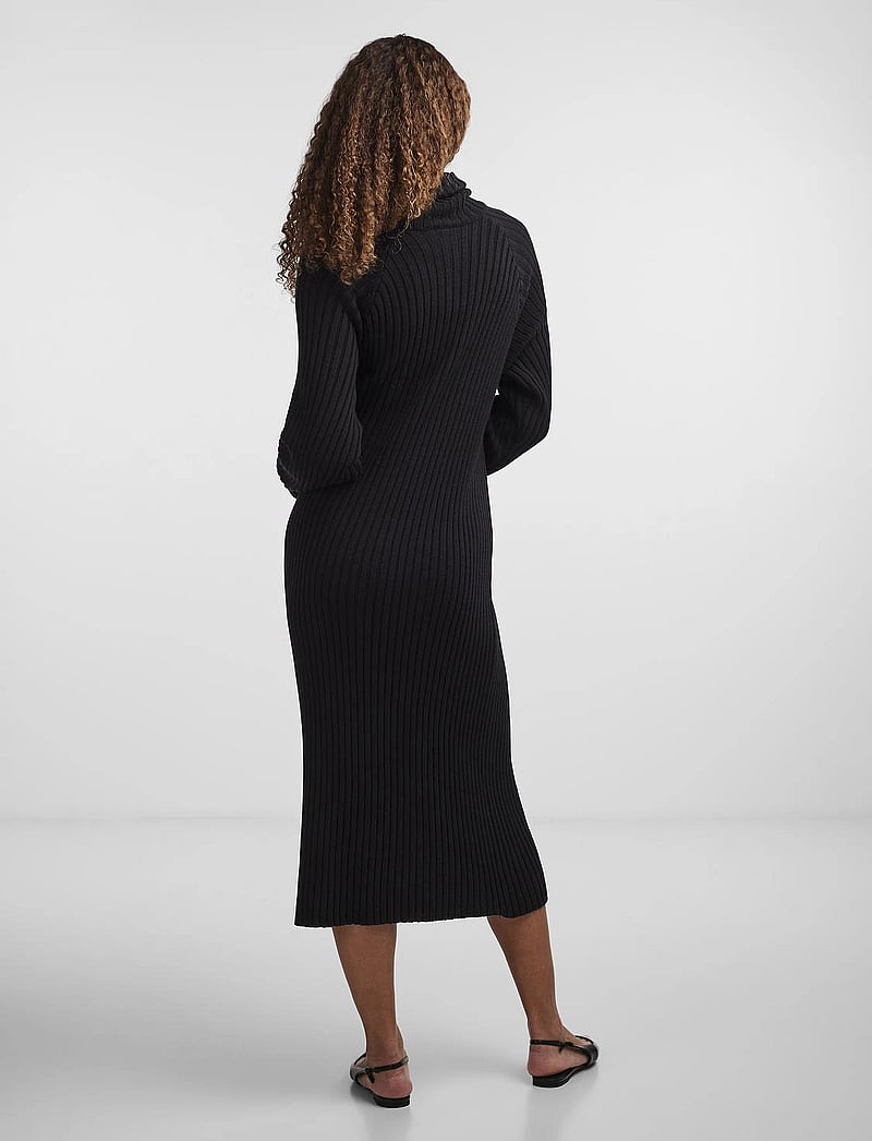 YAS - YASMAVI KNIT MIDI ROLLNECK DRESS NOOS - strikkjoler - black - 4