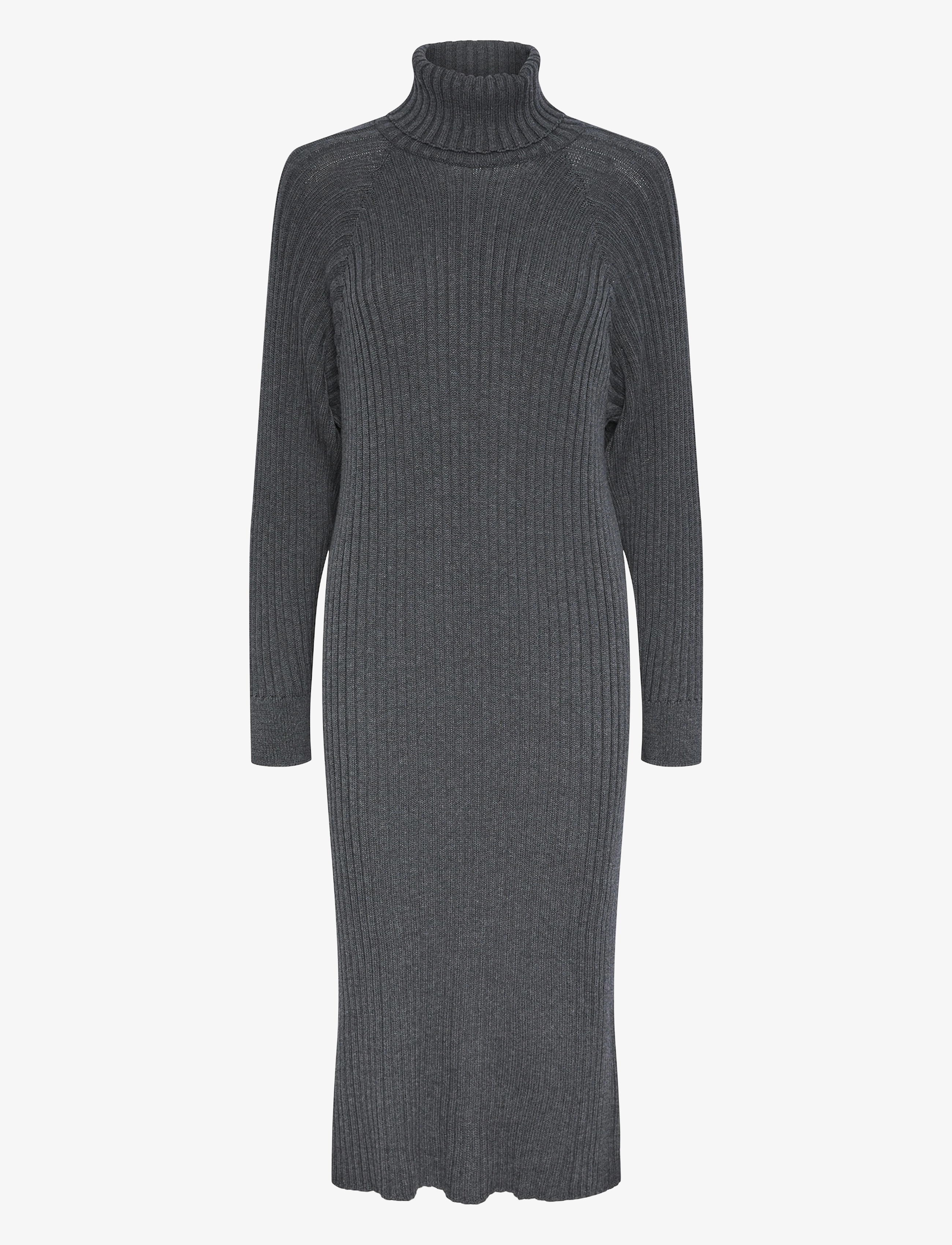 YAS YASMAVI KNIT MIDI ROLLNECK DRESS NOOS - Midikjoler - MEDIUM GREY MELANGE / grey