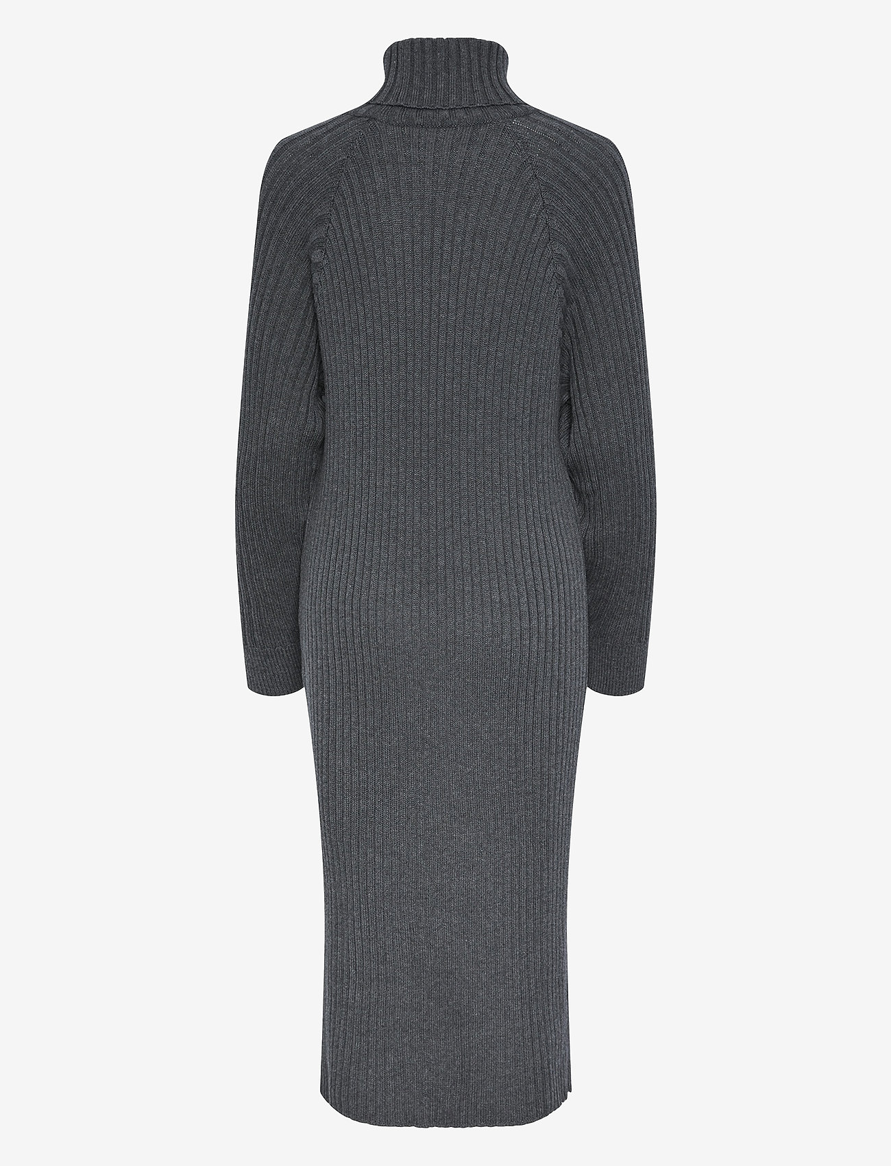 YAS - YASMAVI KNIT MIDI ROLLNECK DRESS NOOS - knitted dresses - medium grey melange - 2