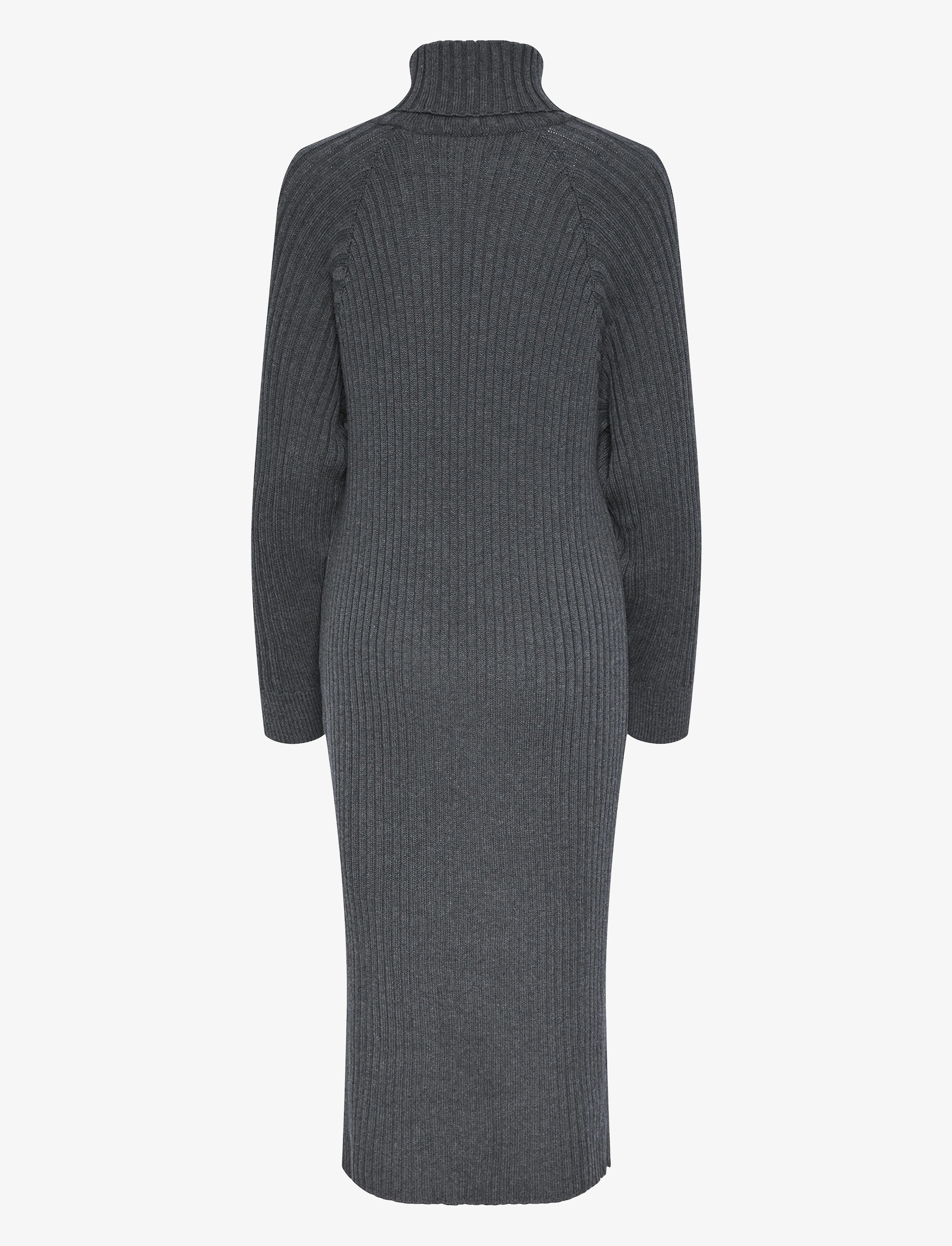 YAS - YASMAVI KNIT MIDI ROLLNECK DRESS S. - strickkleider - medium grey melange - 2