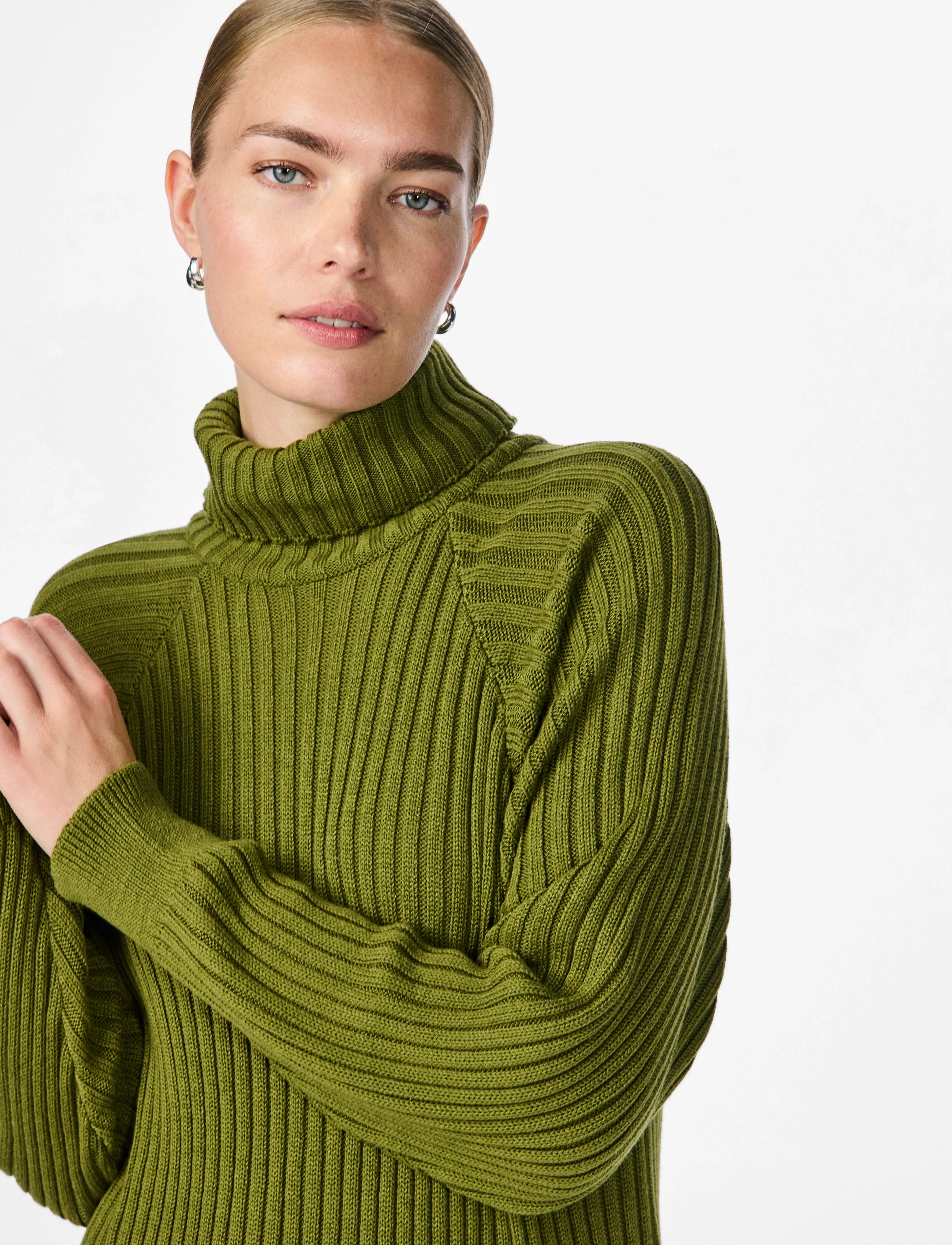 YAS - YASMAVI KNIT MIDI ROLLNECK DRESS S. - strikkjoler - olive branch - 5