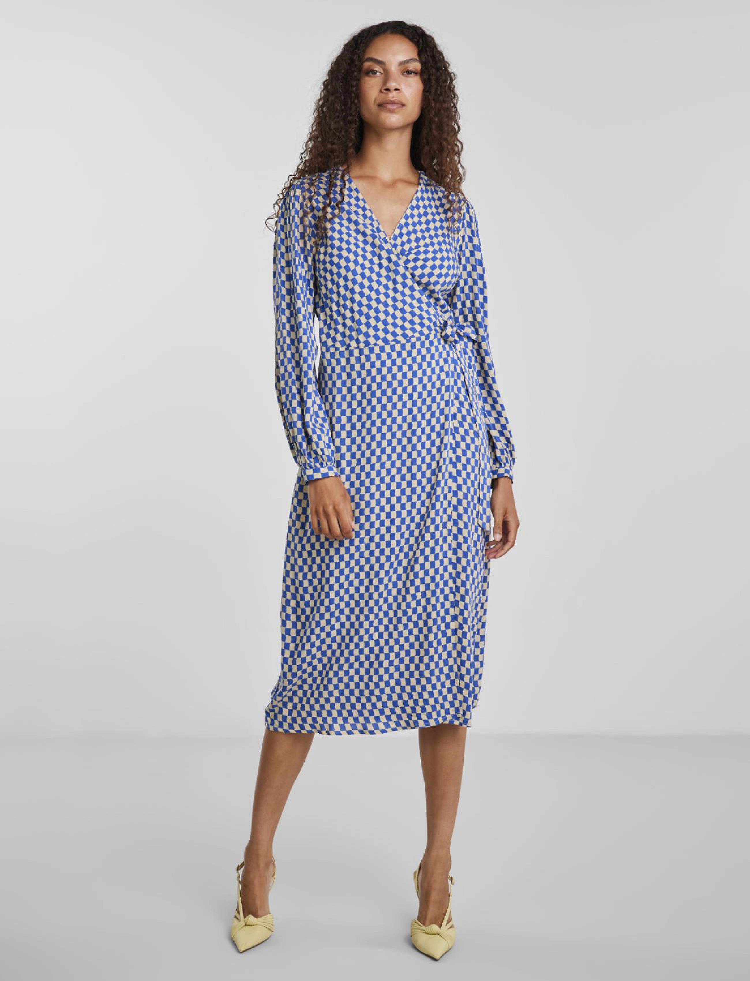 YAS YASBIANCA LS WRAP MIDI DRESS - PB - Klänningar - SAND DOLLAR / blue