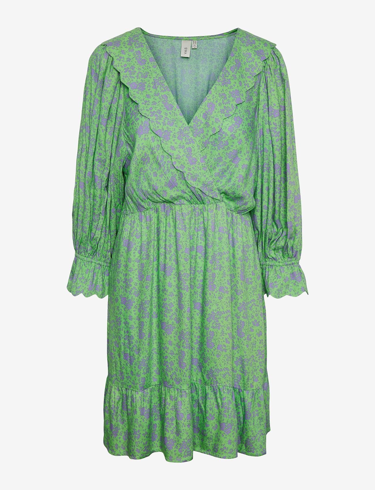 YAS - YASSTELLI 3/4 DRESS S. - shirt dresses - summer green - 0