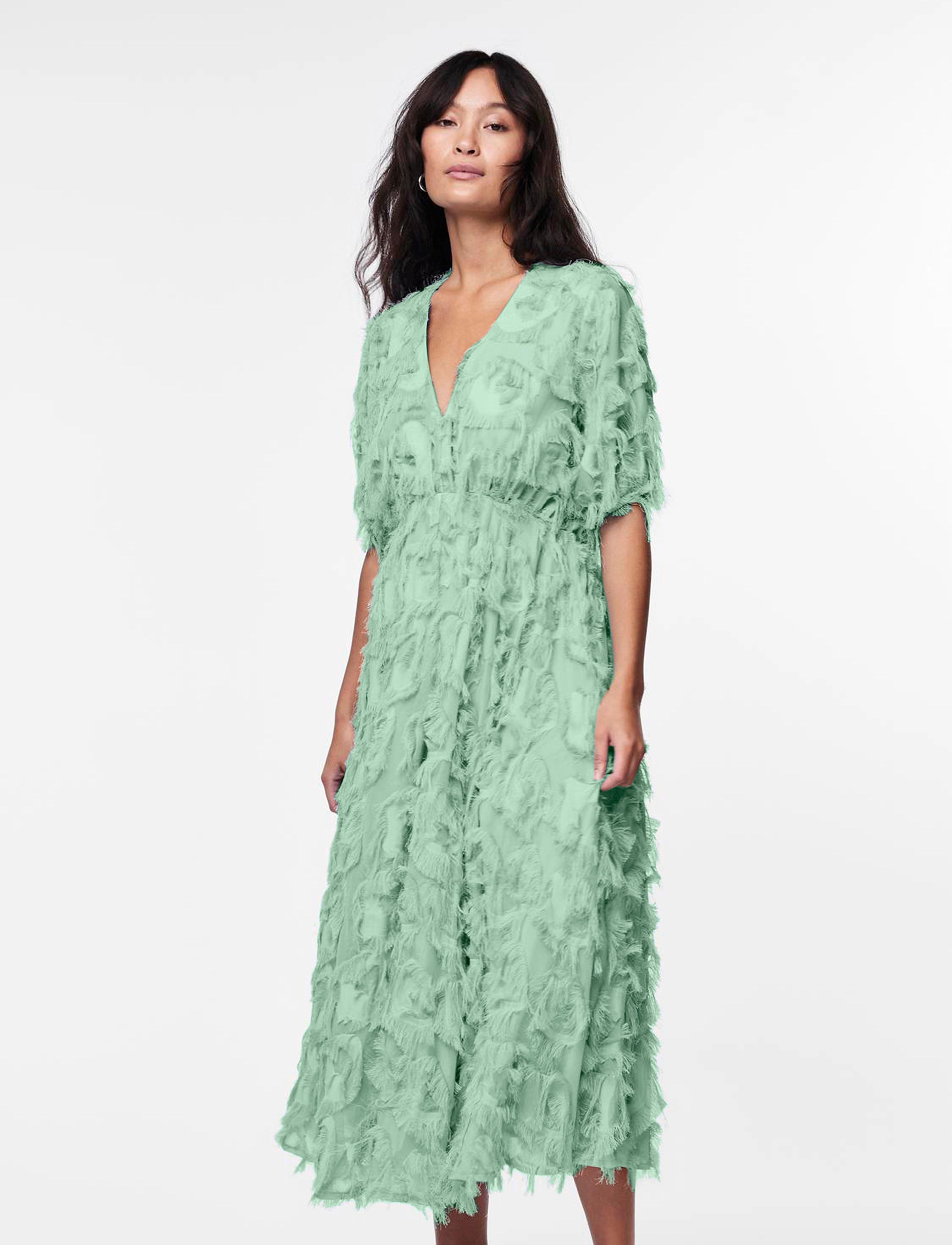 YAS Yaspazylla 3/4 Midi Dress - Show, 34, Green, Kjoler > Knælange Og Midi, Dame