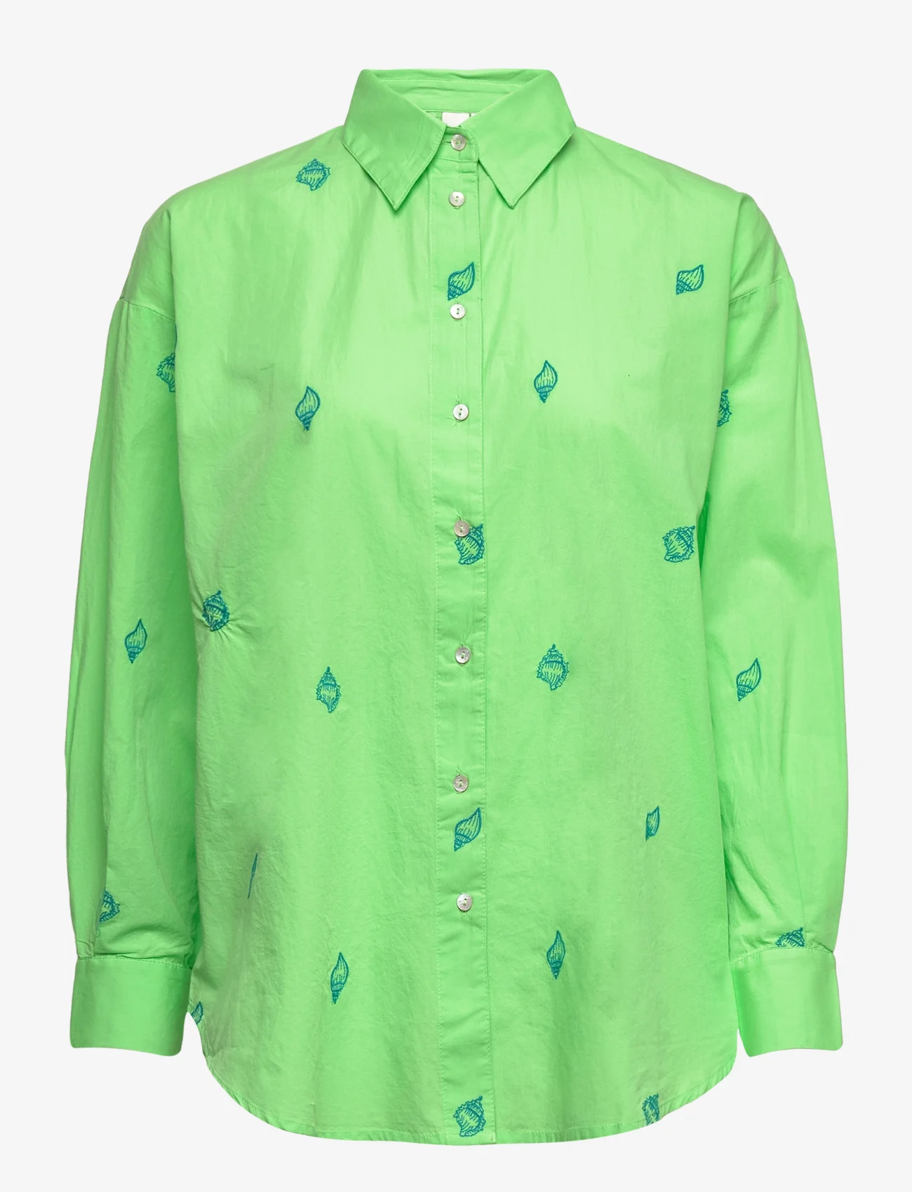 YAS - YASSHELLO LS OVERSIZE SHIRT S. - långärmade skjortor - summer green - 0