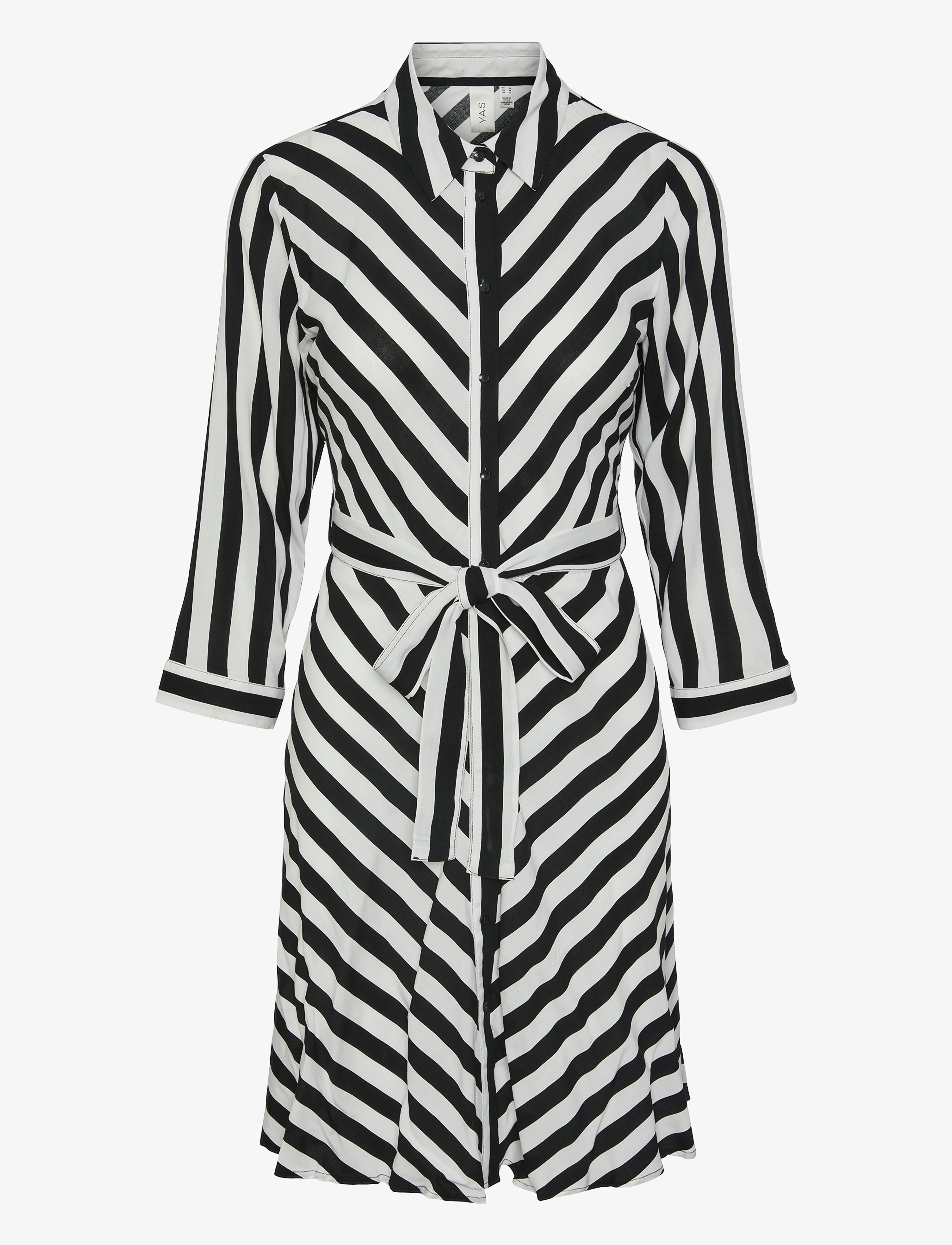 YAS YASSAVANNA 3/4 SHORT SHIRT DRESS S. NOOS - Y.A.S - STAR WHITE / black