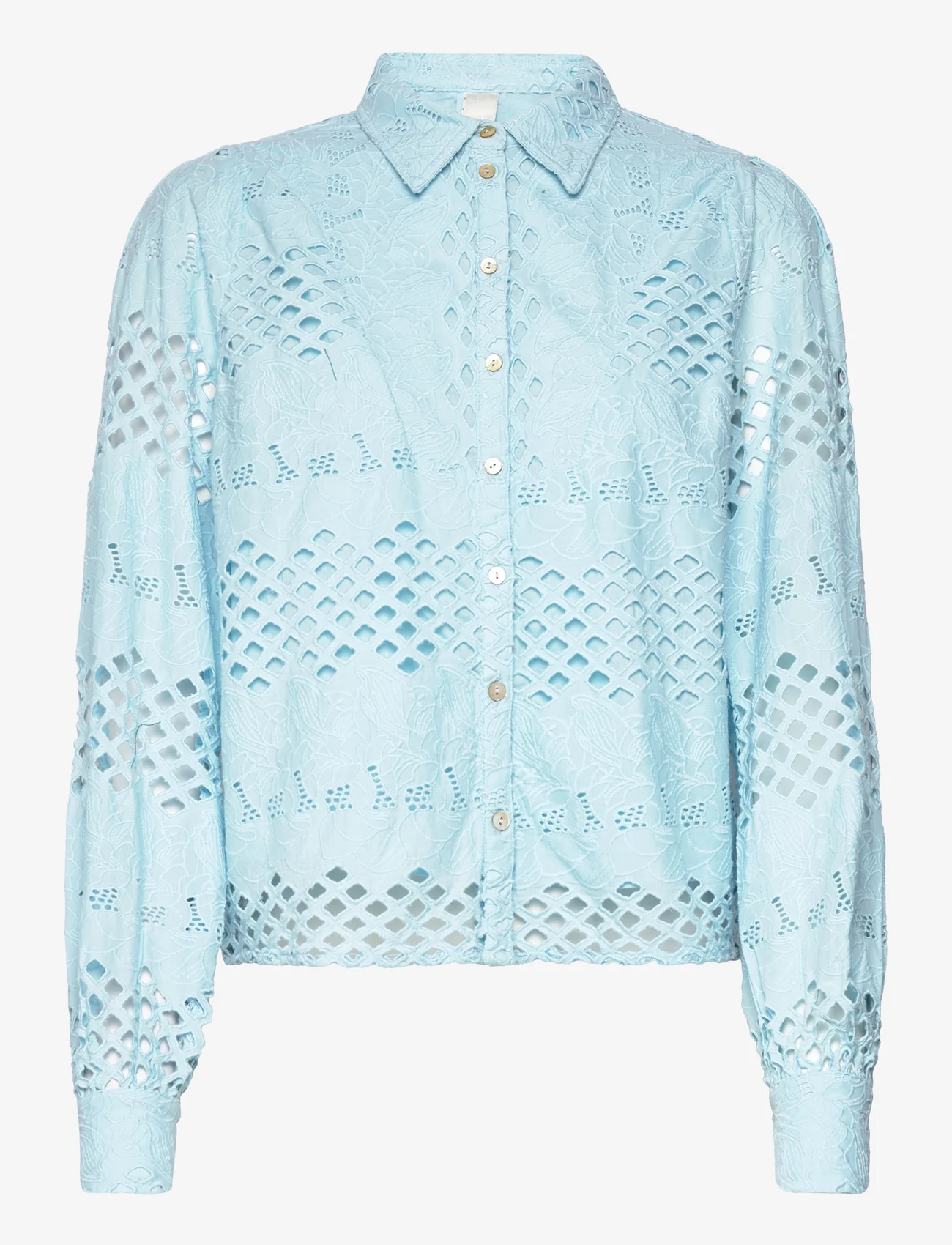 YAS - YASHALLY LS SHIRT S. - CA - long-sleeved blouses - aquamarine - 0