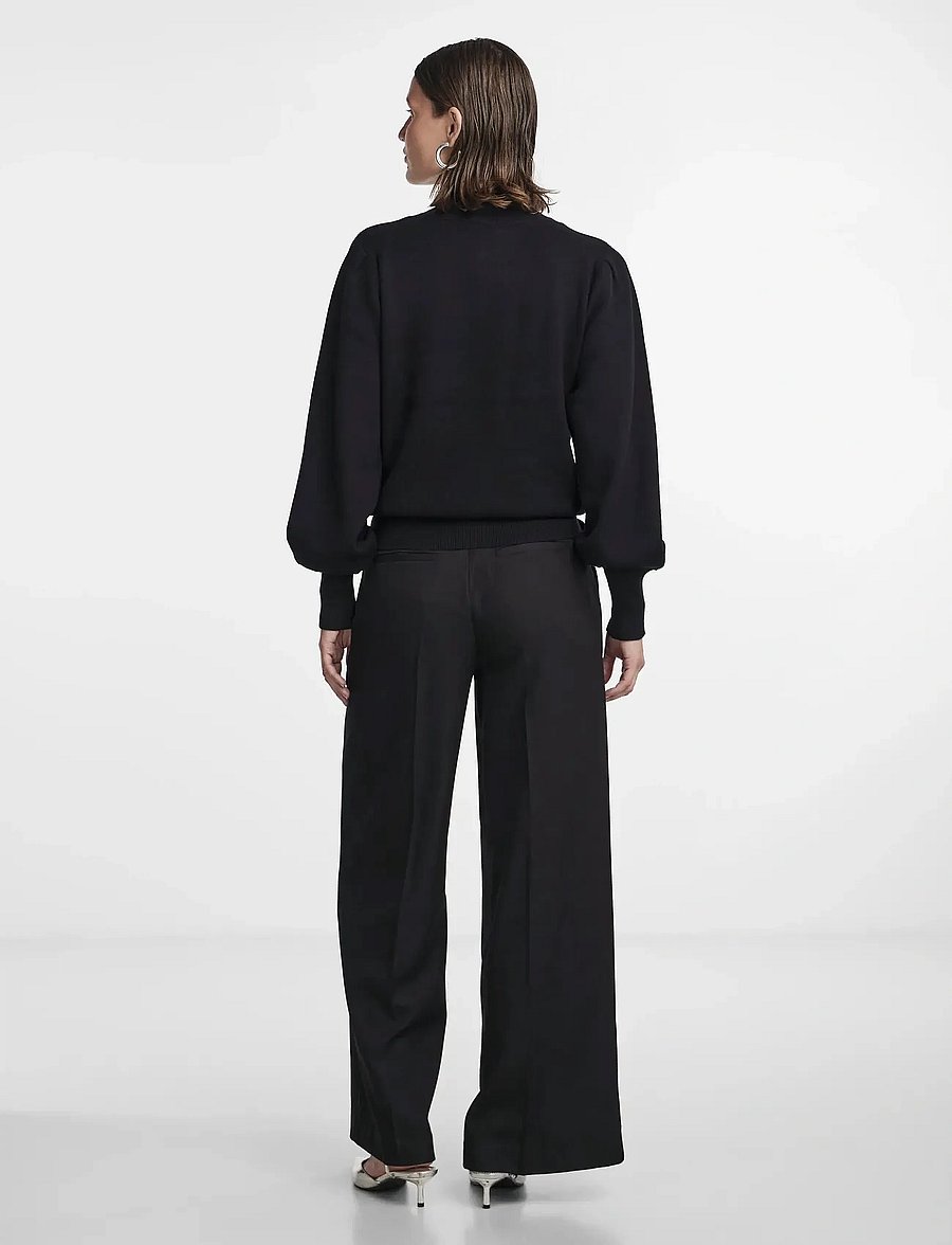 YAS - YASFONNY LS KNIT PULLOVER S. NOOS - pulls - black - 4