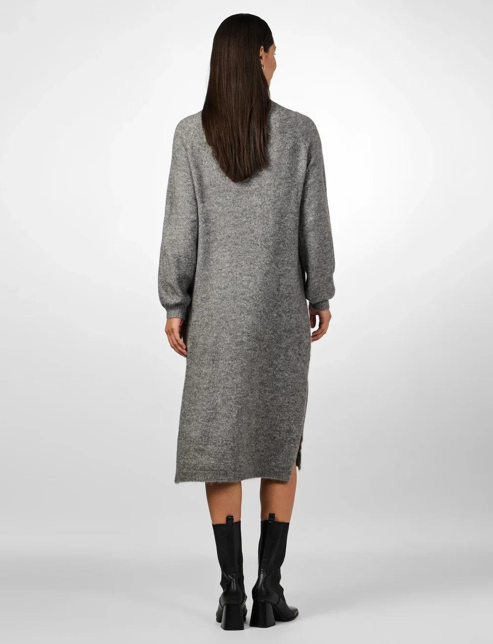 YAS - YASBALIS LS FUNNEL KNIT DRESS S. NOOS - neulemekot - medium grey melange - 5