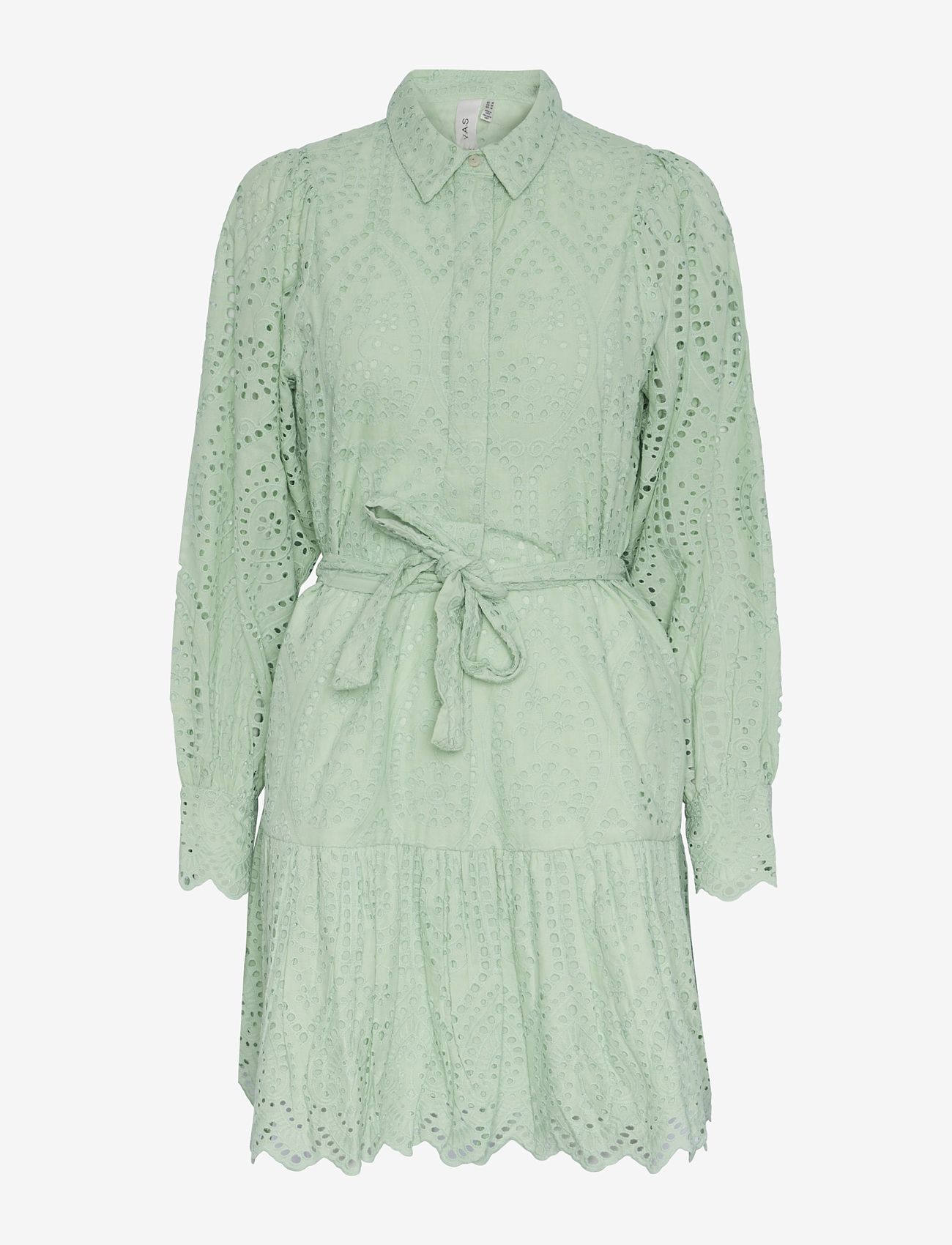 YAS - YASHOLI LS BELT DRESS S. NOOS - skjortklänningar - quiet green - 0