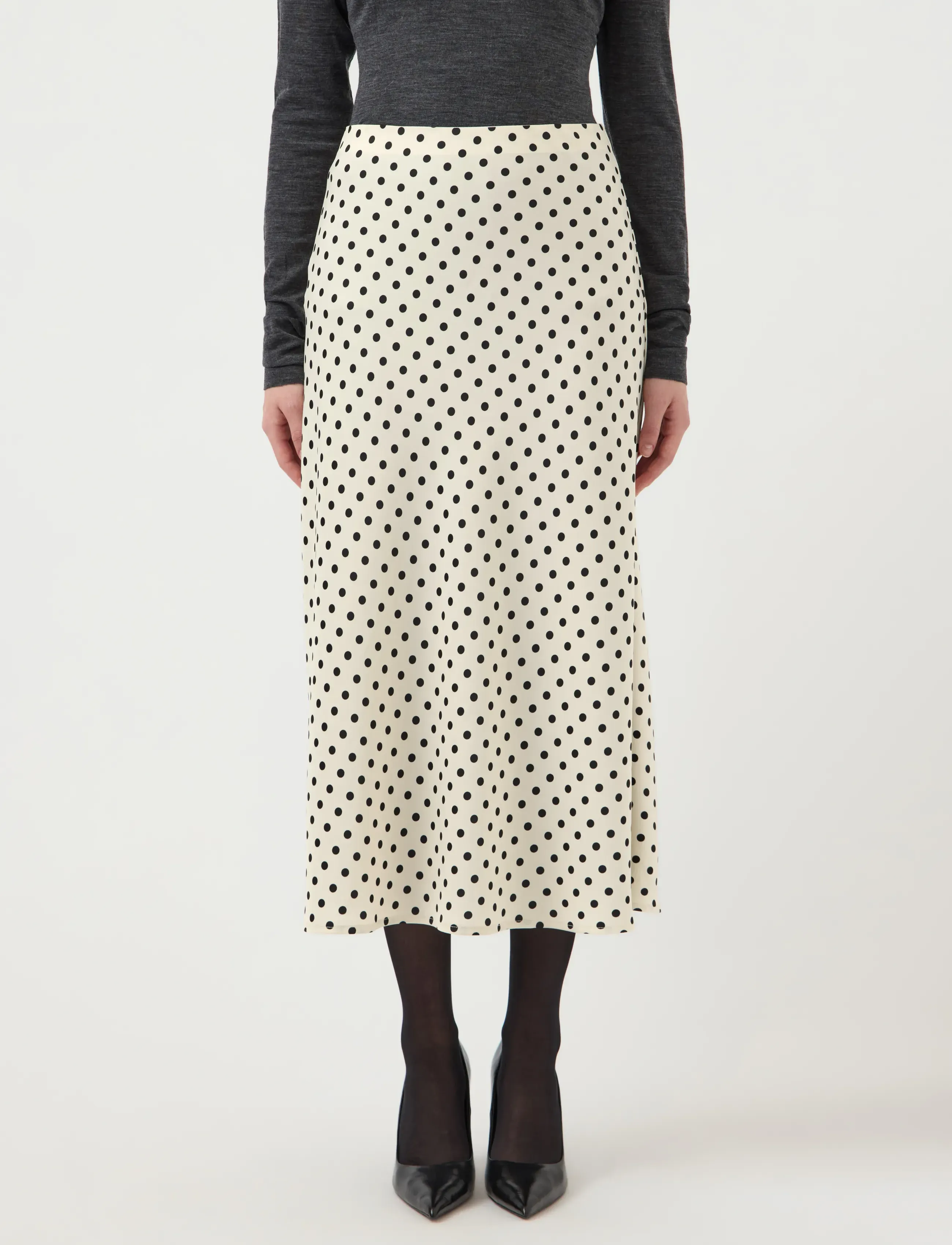 YAS YASPELLA HW MIDI SKIRT S. NOOS - Satinröcke - BIRCH / black