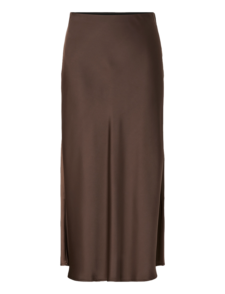 YAS - YASPELLA HW MIDI SKIRT S. NOOS - satinnederdele - chocolate brown - 1