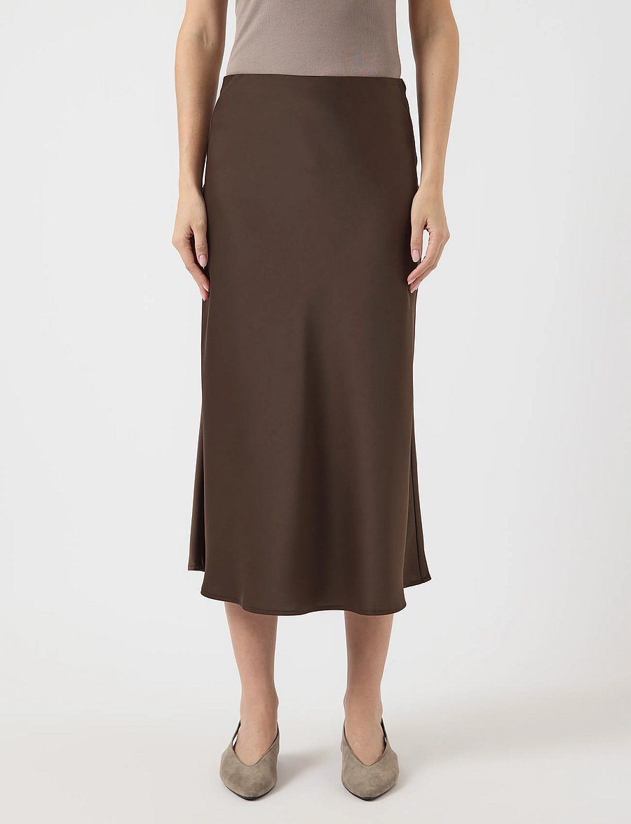 YAS - YASPELLA HW MIDI SKIRT S. NOOS - satinnederdele - chocolate brown - 0