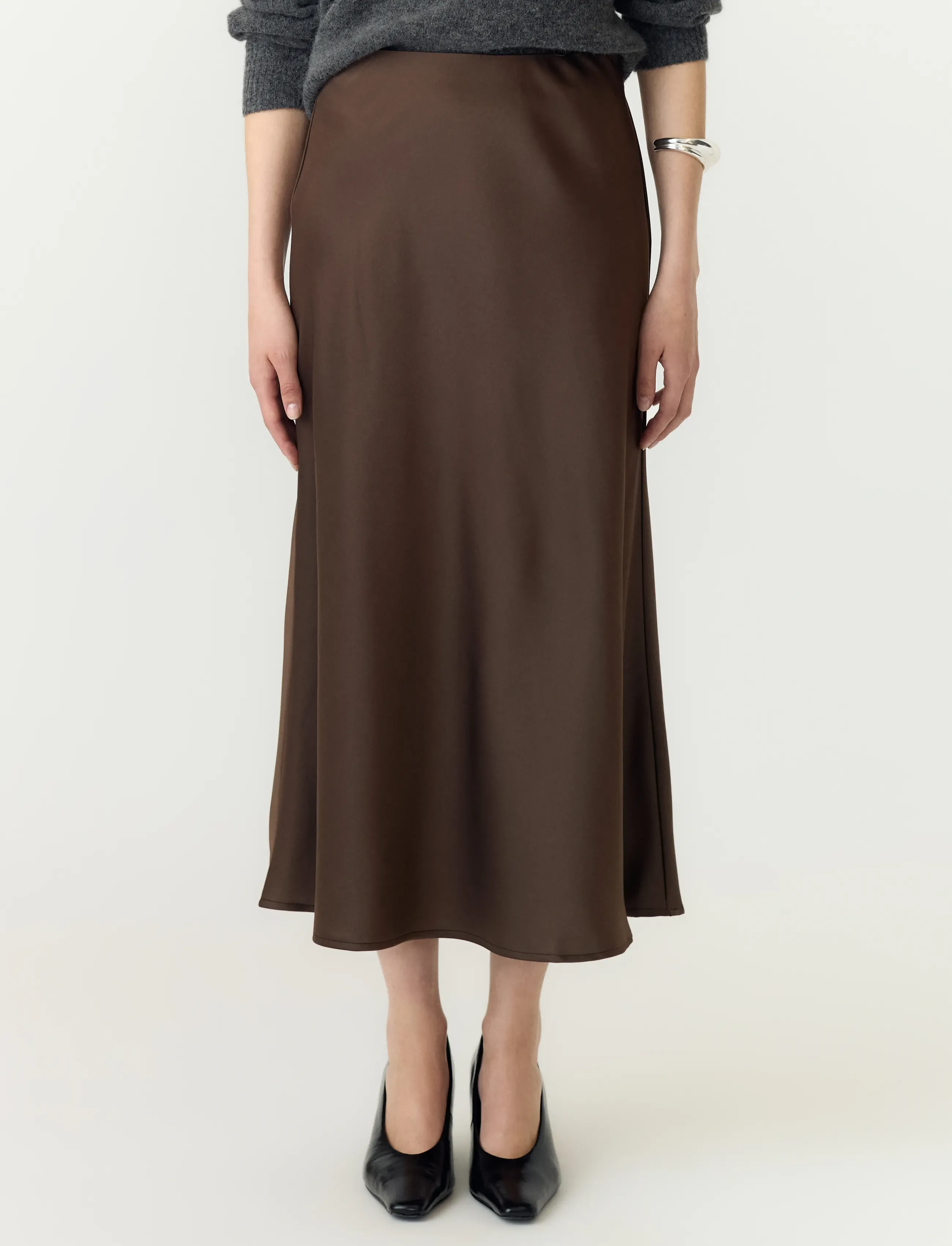 YAS YASPELLA HW MIDI SKIRT S. NOOS - YAS - CHOCOLATE BROWN / brown