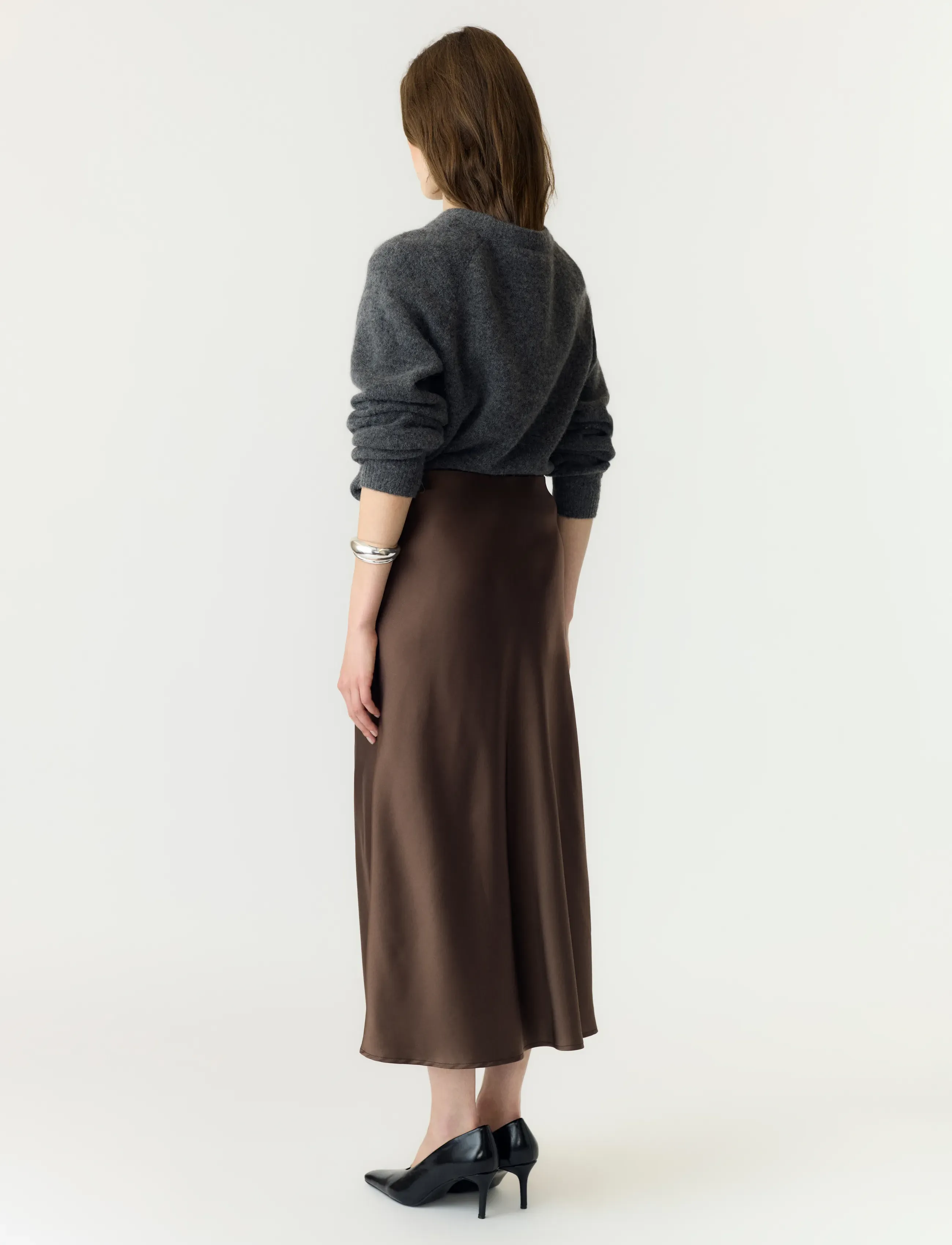 YAS - YASPELLA HW MIDI SKIRT S. NOOS - satinnederdele - chocolate brown - 3