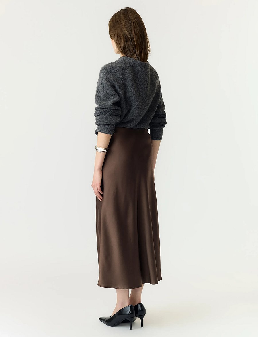 YAS - YASPELLA HW MIDI SKIRT S. NOOS - satinnederdele - chocolate brown - 3