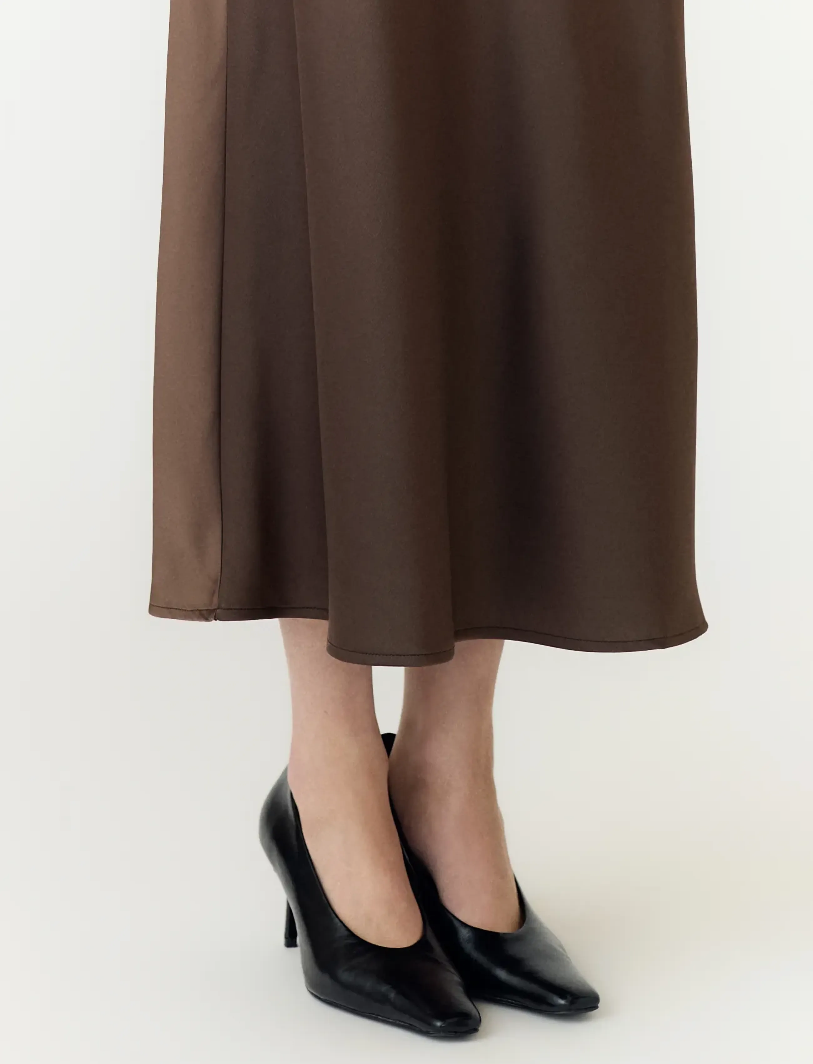 YAS - YASPELLA HW MIDI SKIRT S. NOOS - satinnederdele - chocolate brown - 5