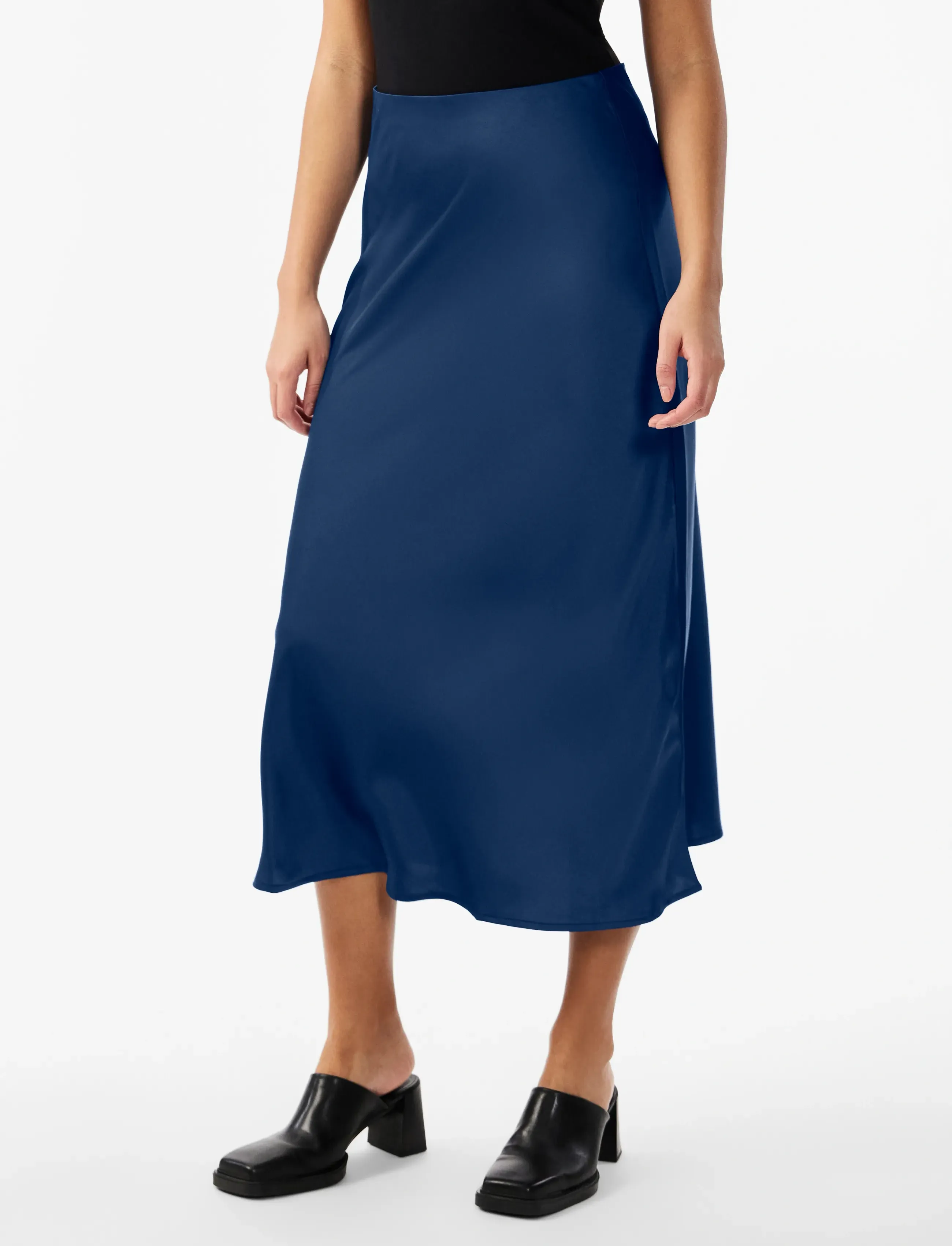 YAS YASPELLA HW MIDI SKIRT S. NOOS - Satinröcke - NAVY PEONY / navy