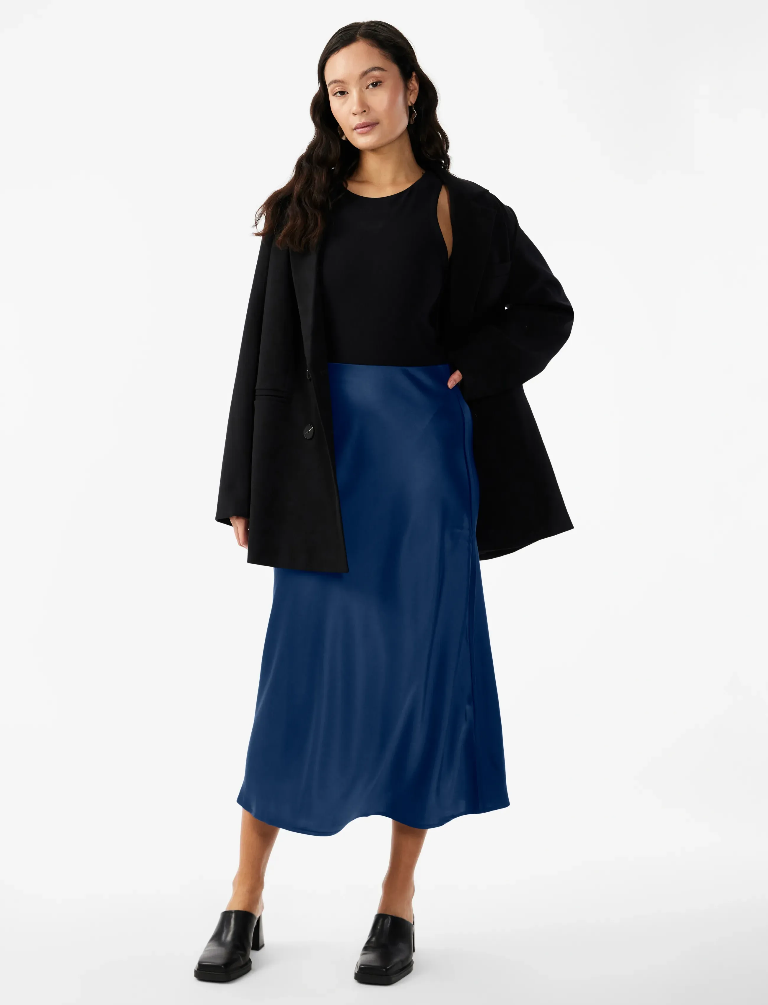 YAS - YASPELLA HW MIDI SKIRT S. NOOS - jupes en satin - navy peony - 4