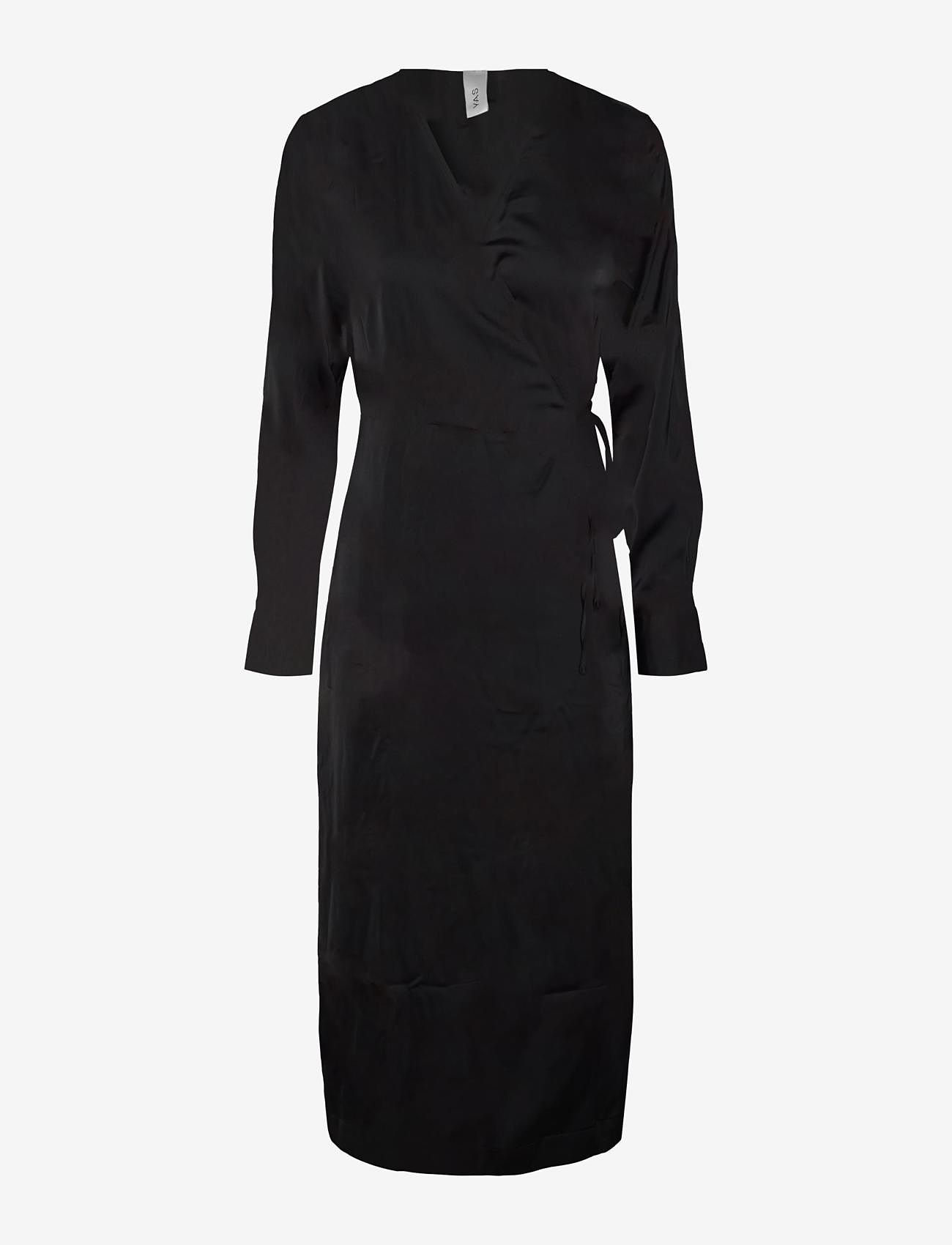 YAS - YASPELLA LS WRAP MIDI DRESS S. NOOS - omlottklänningar - black - 1