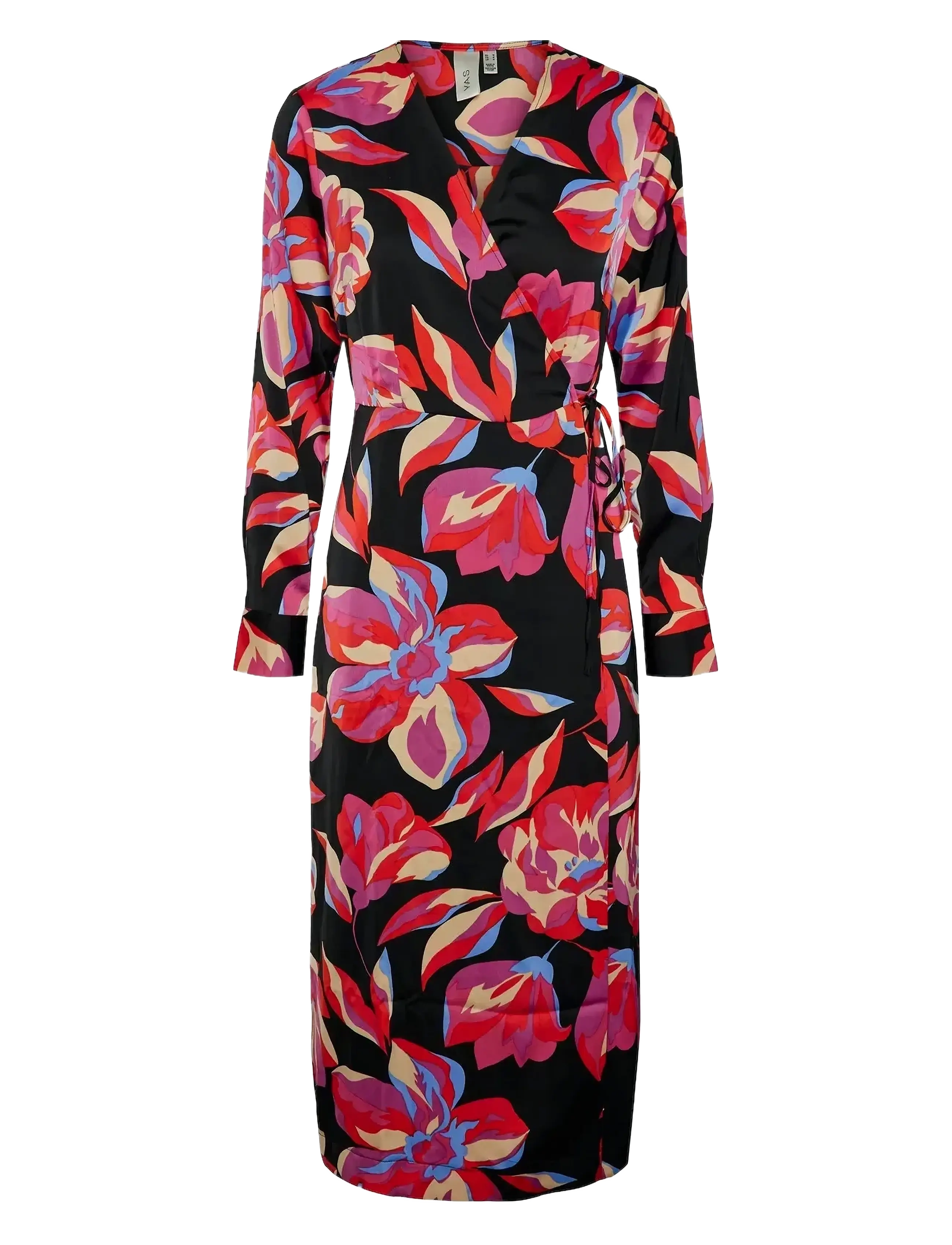 YASPELLA LS WRAP MIDI DRESS S. NOOS - BLACK