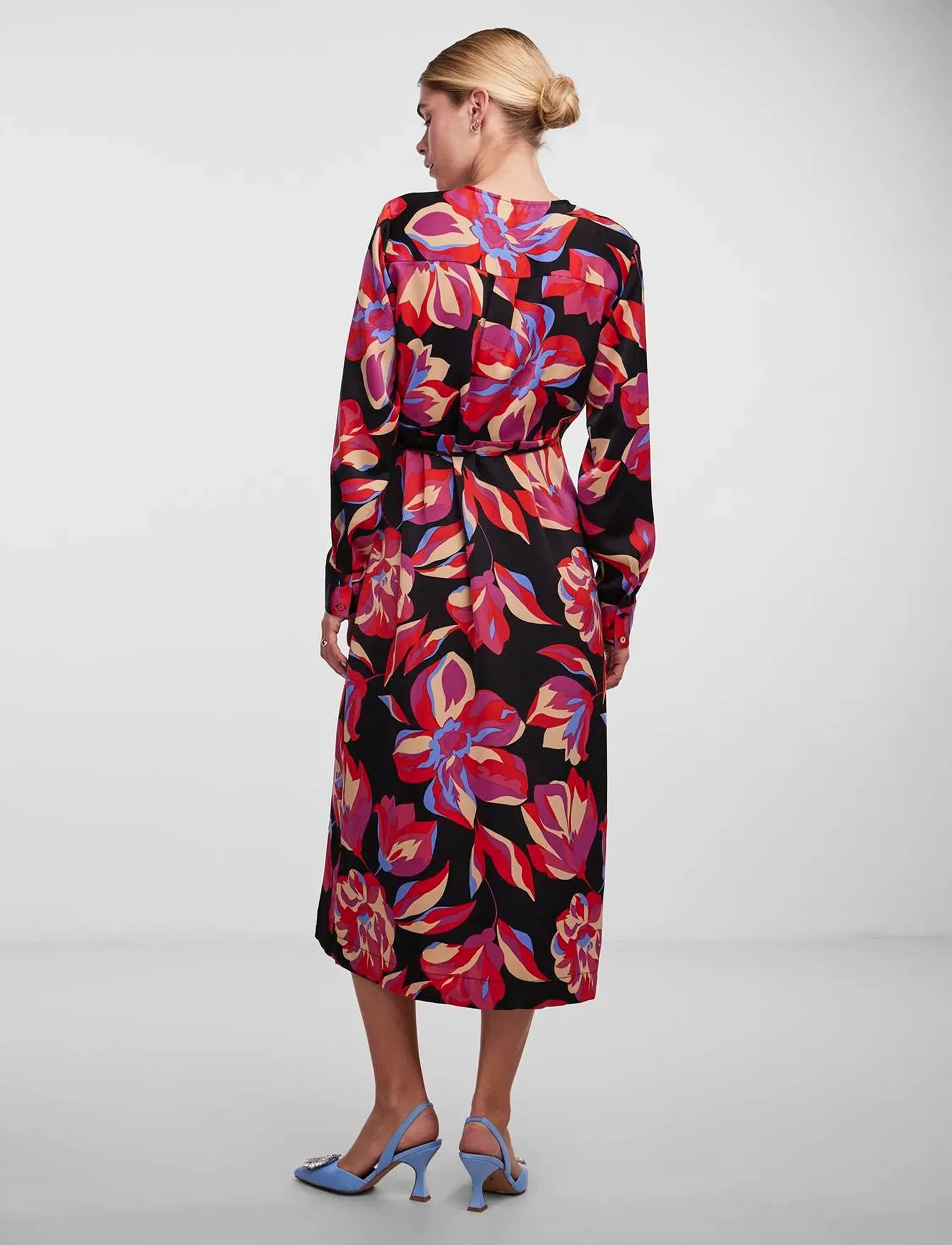 YAS - YASPELLA LS WRAP MIDI DRESS S. - wickelkleider - black - 3
