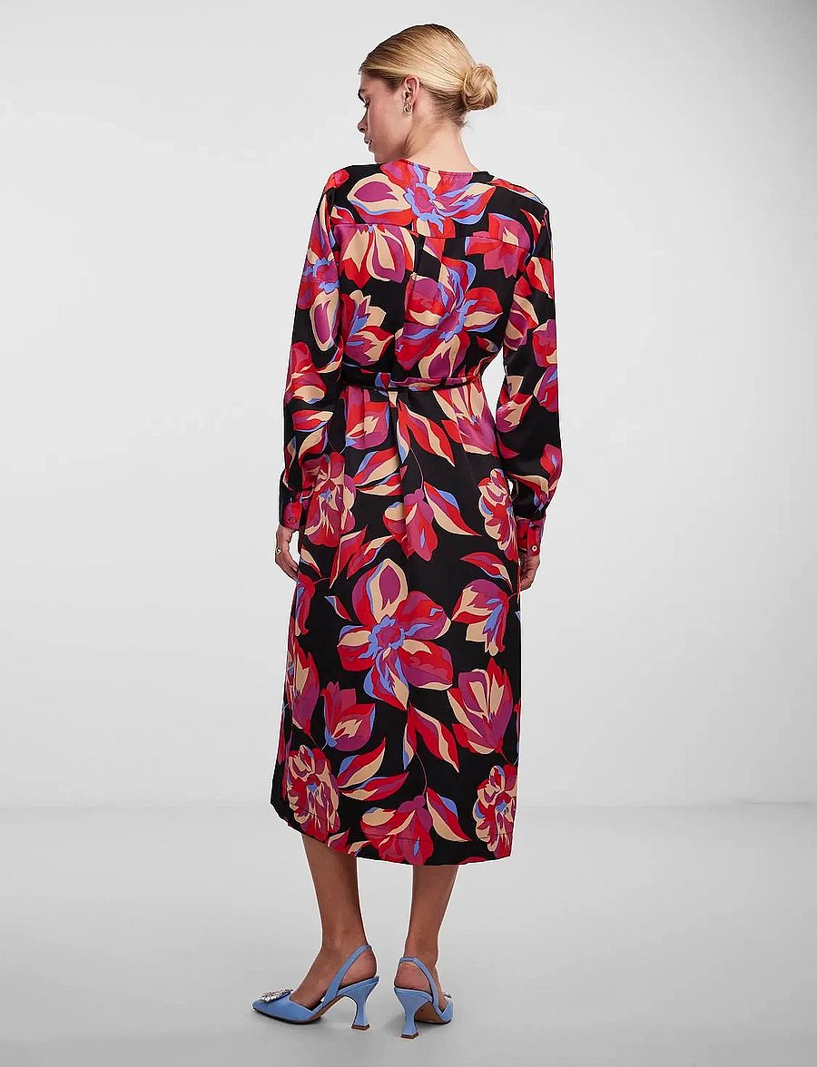 YAS - YASPELLA LS WRAP MIDI DRESS S. - wickelkleider - black - 3
