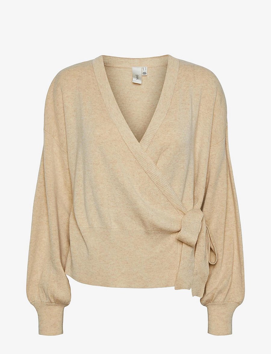 YAS - YASASSI LS WRAP KNIT CARDIGAN S. NOOS - gebreide vesten - birch - 1