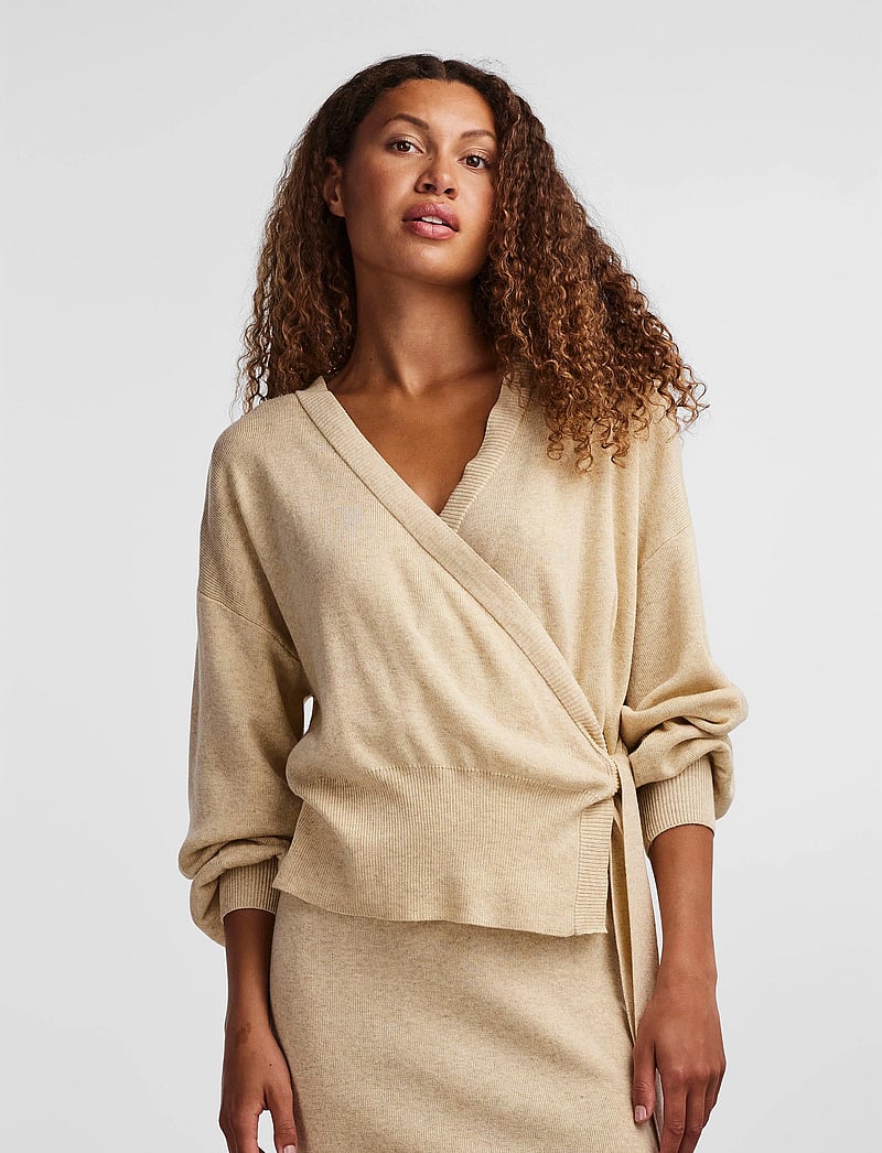 YAS - YASASSI LS WRAP KNIT CARDIGAN S. NOOS - kardigani - birch - 0