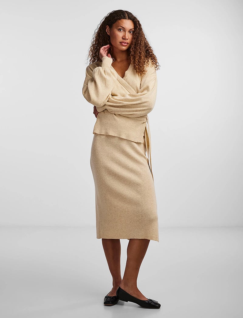 YAS - YASASSI LS WRAP KNIT CARDIGAN S. NOOS - kardigani - birch - 4