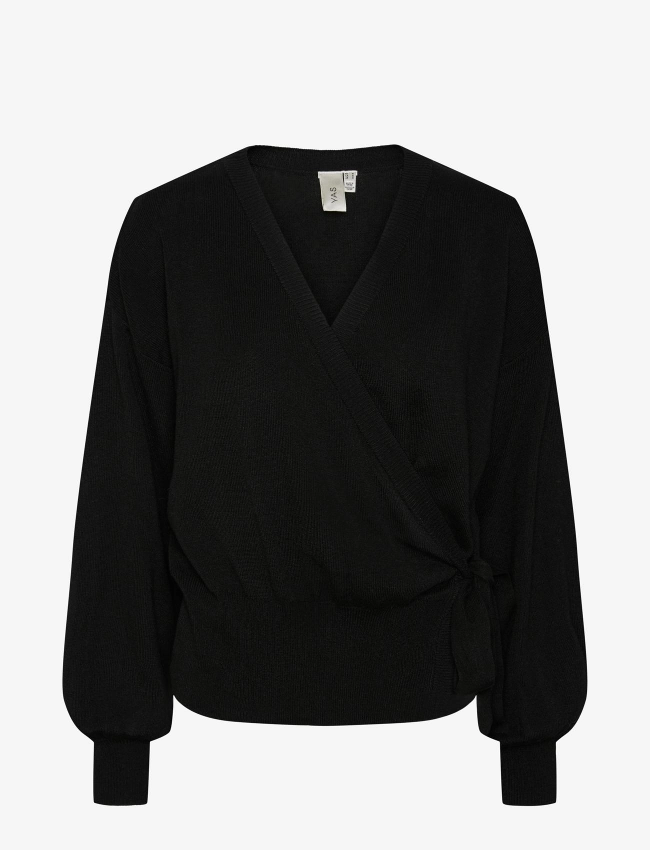 YAS YASASSI LS WRAP KNIT CARDIGAN S. NOOS - Strik - BLACK / black