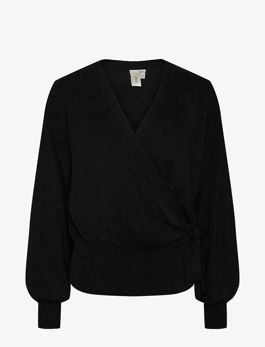 YAS - YASASSI LS WRAP KNIT CARDIGAN S. NOOS - kardiganid - black - 1