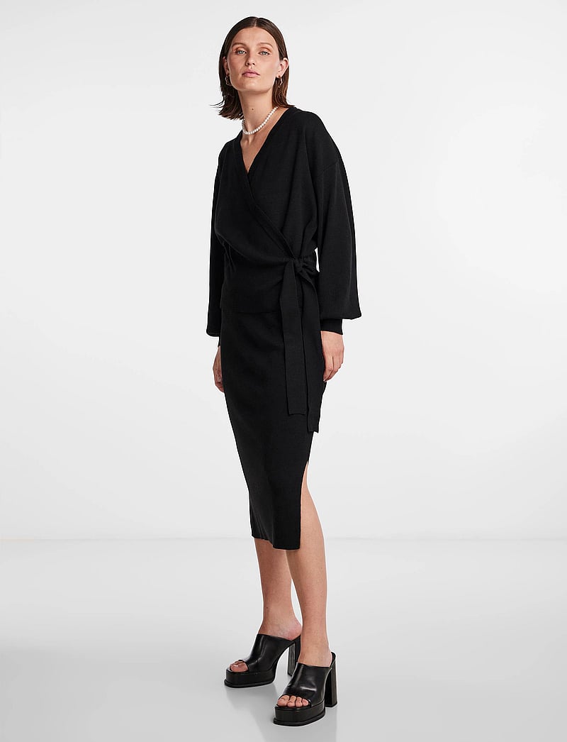 YAS - YASASSI LS WRAP KNIT CARDIGAN S. NOOS - koftor - black - 4