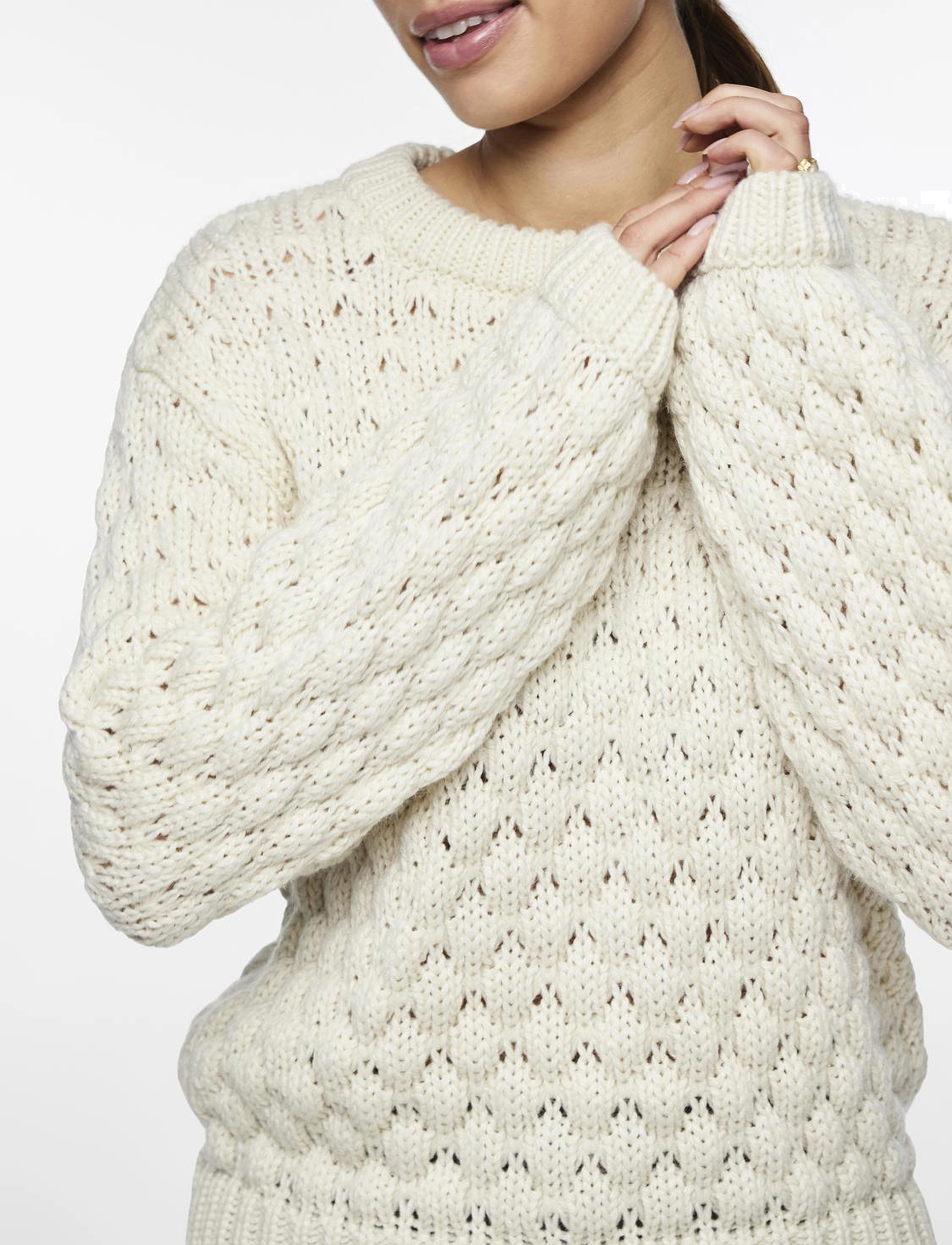YAS - YASBUBBA LS KNIT PULLOVER S. NOOS - laveste priser - birch - 4