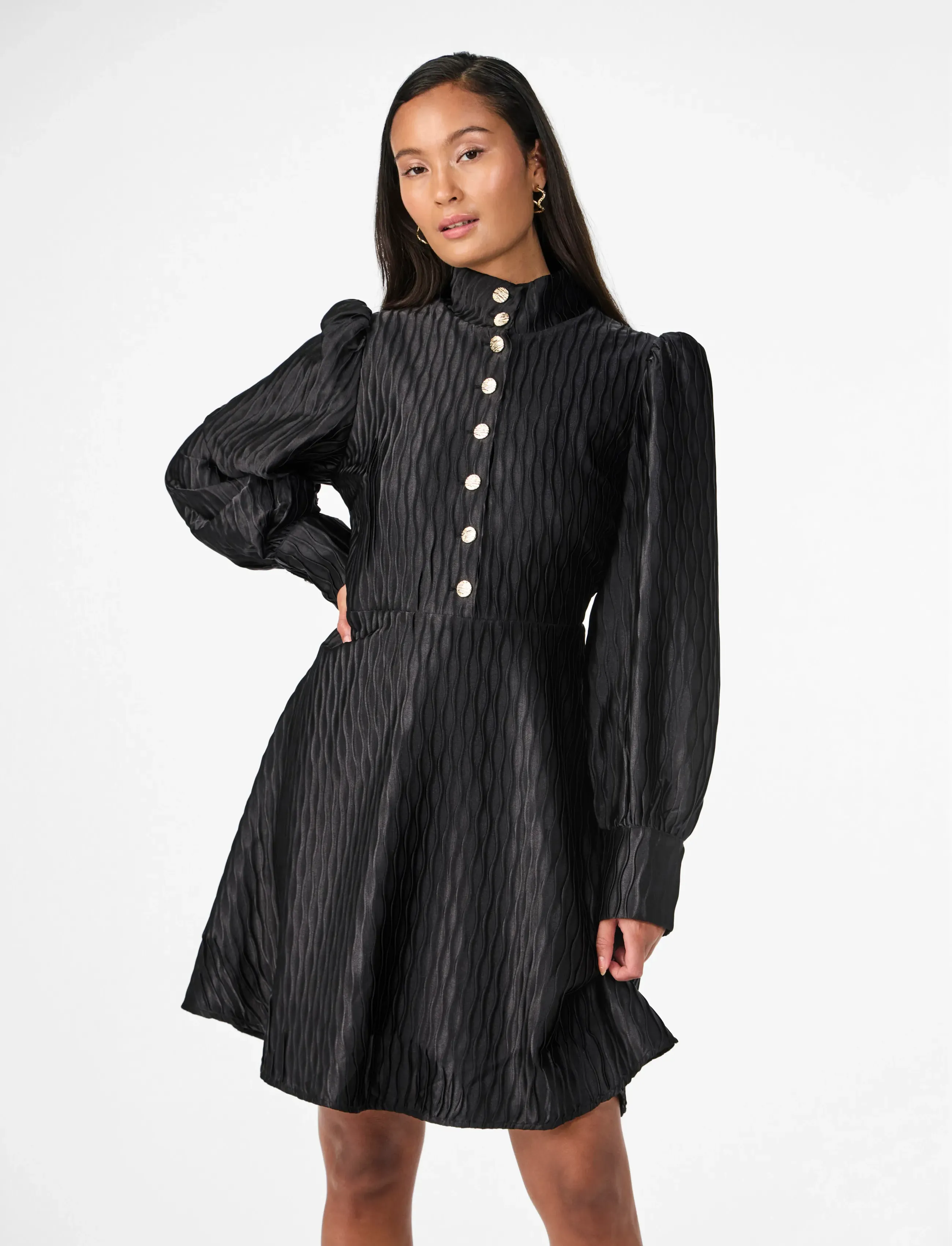 YAS YASRIPPLE LS DRESS S. NOOS - Kampagne - BLACK / black
